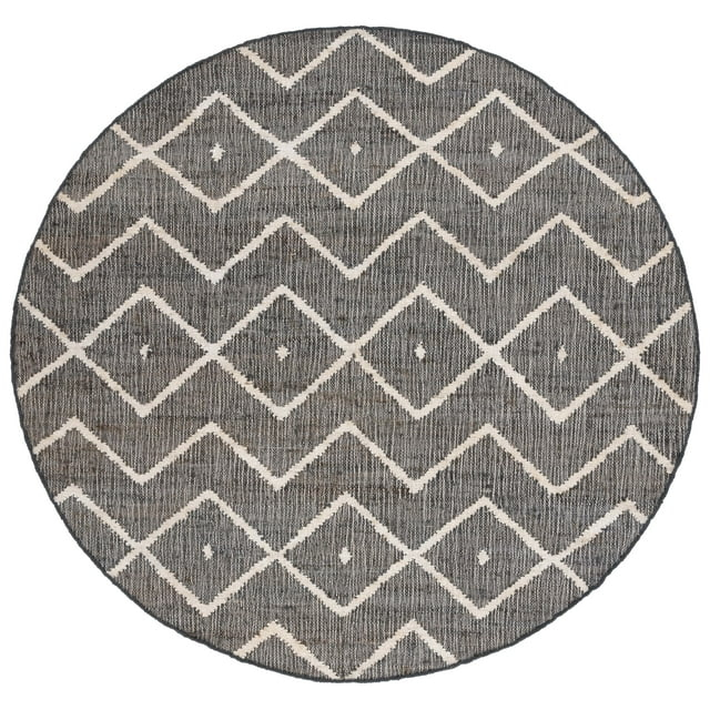 Kilim KLM750 Hand Loomed Area Rug - Charcoal/Natural - 3' round - Safavieh.