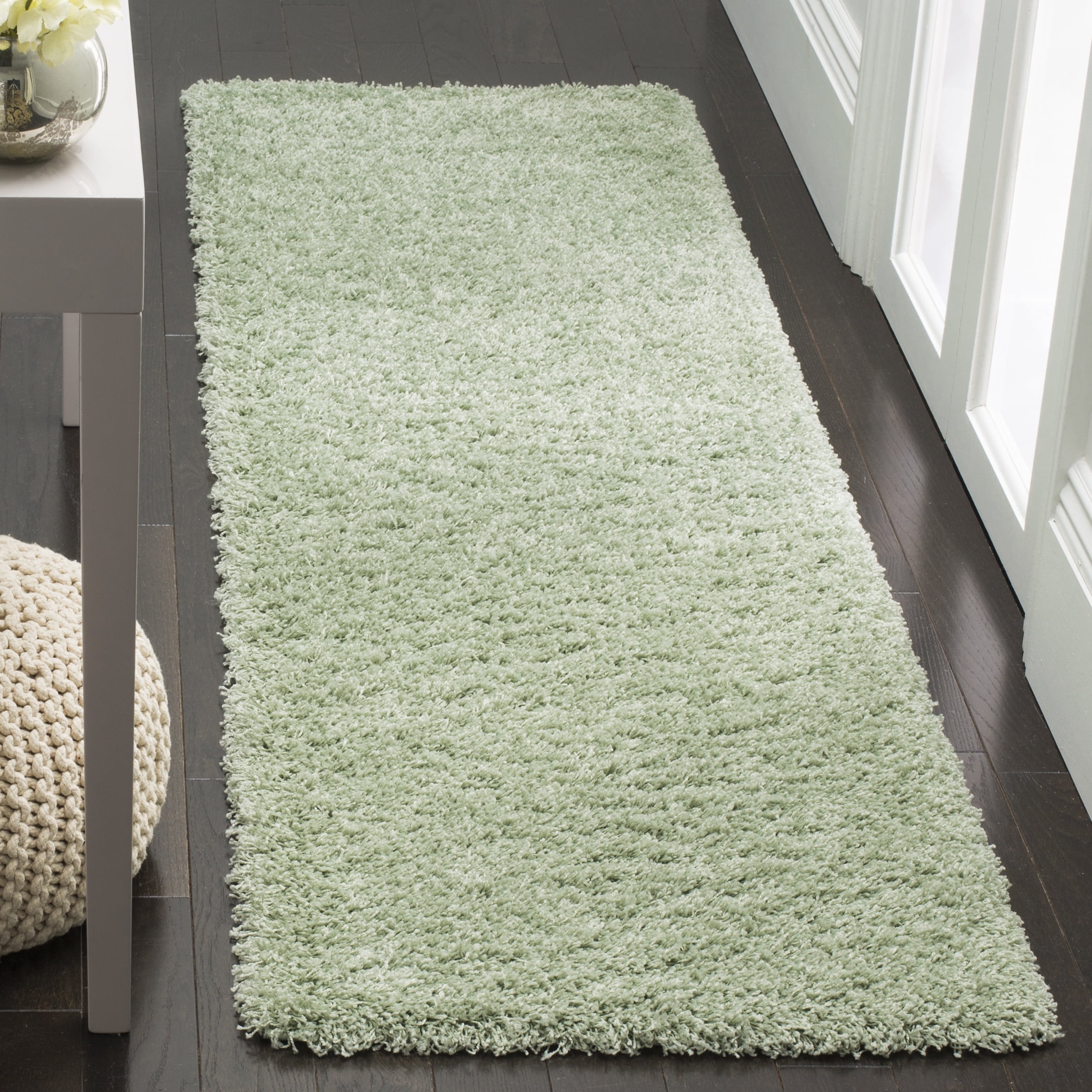 SAFAVIEH Laguna Neven Plush Solid Shag Runner Rug, Light Sage, 2'3" x 12'