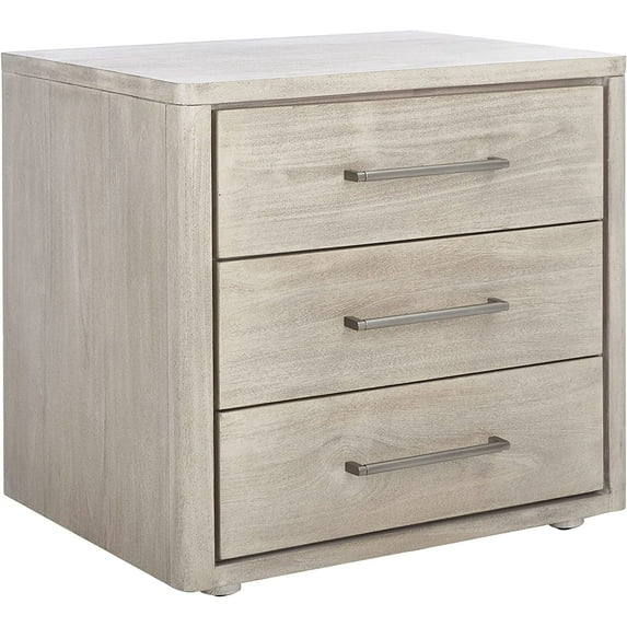 SAFAVIEH Light Grey Fully Assembled Couture Home Collection Rosey 3-Drawer Wood Nightstand