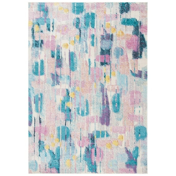 SAFAVIEH Lillian Ibrahim Polka Dot Area Rug, Pink/Turquoise, 6'7" x 9'10"