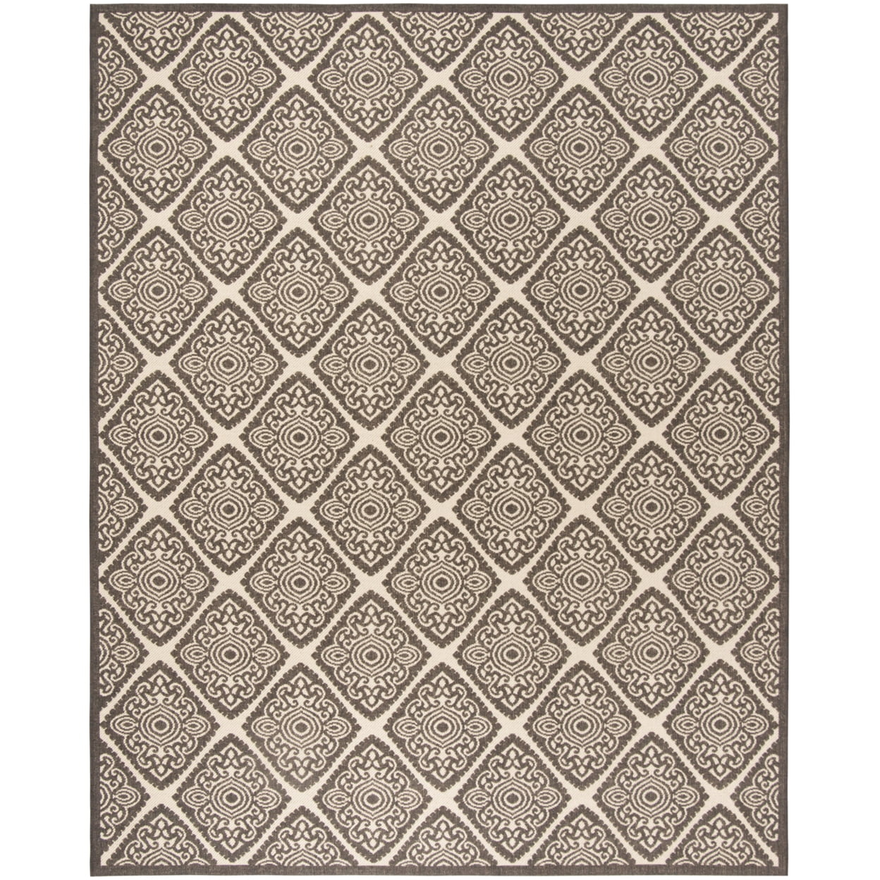 Linden LND132 Power Loomed Indoor/Outdoor Area Rug - Cream/Brown - 8'9"x11'9" - Safavieh.