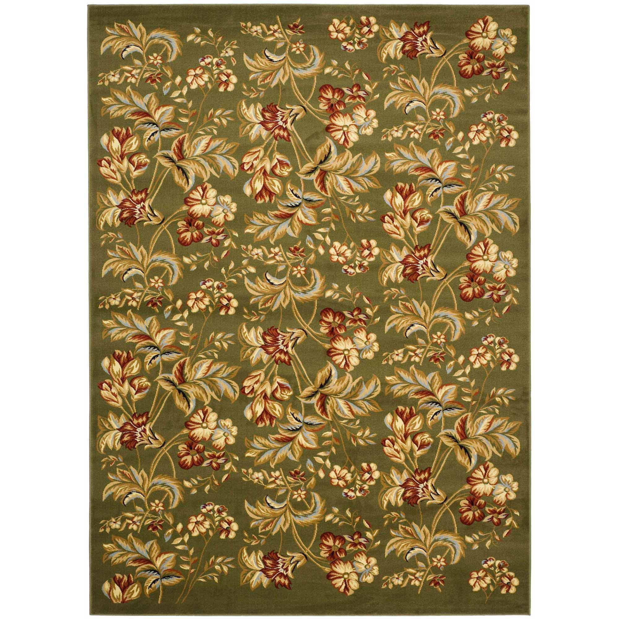 SAFAVIEH Lyndhurst Clara Floral Area Rug, Sage, 5'3" x 7'6"