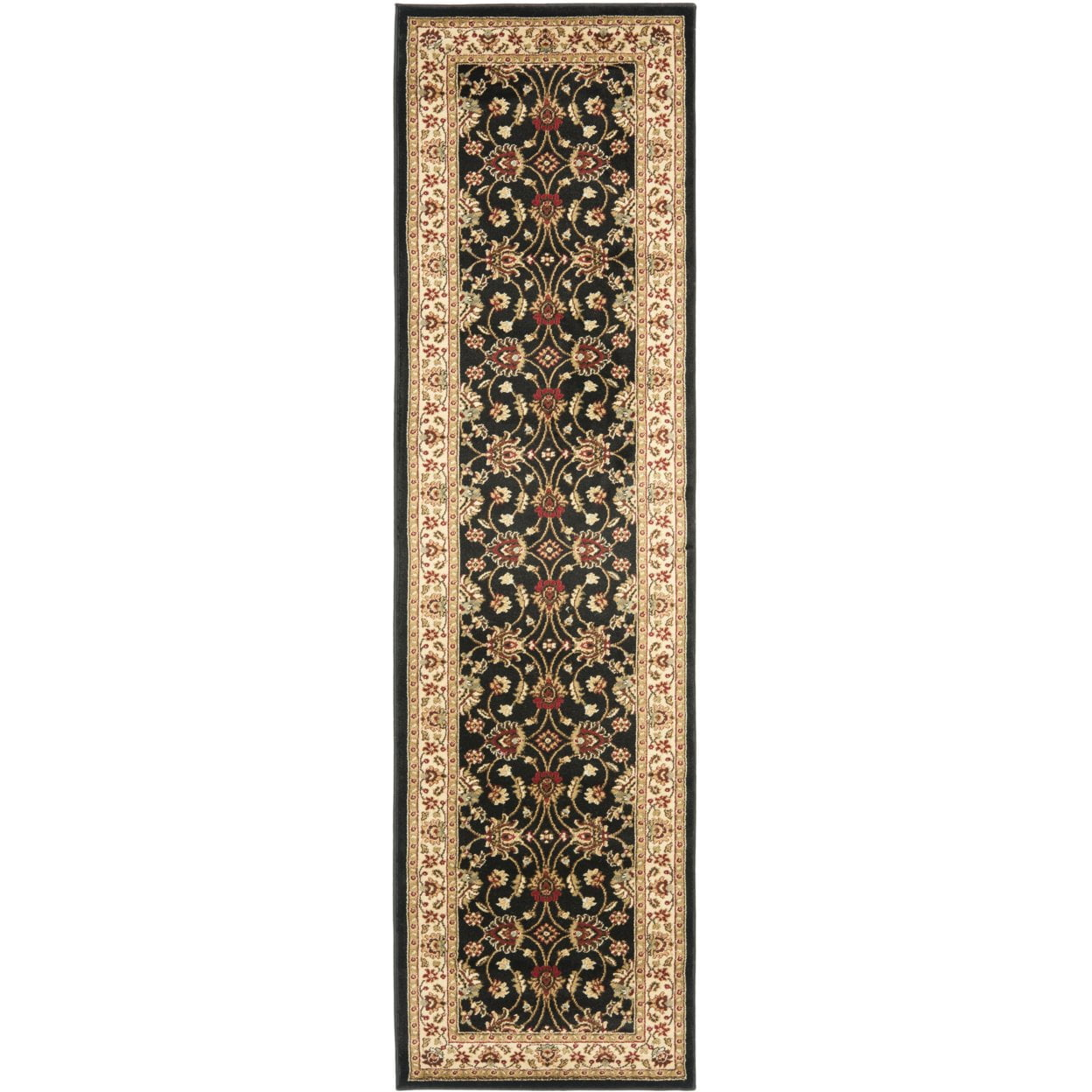 SAFAVIEH Lyndhurst Miah Floral Border Area Rug, Black/Ivory, 6'7" x 6'7" Square