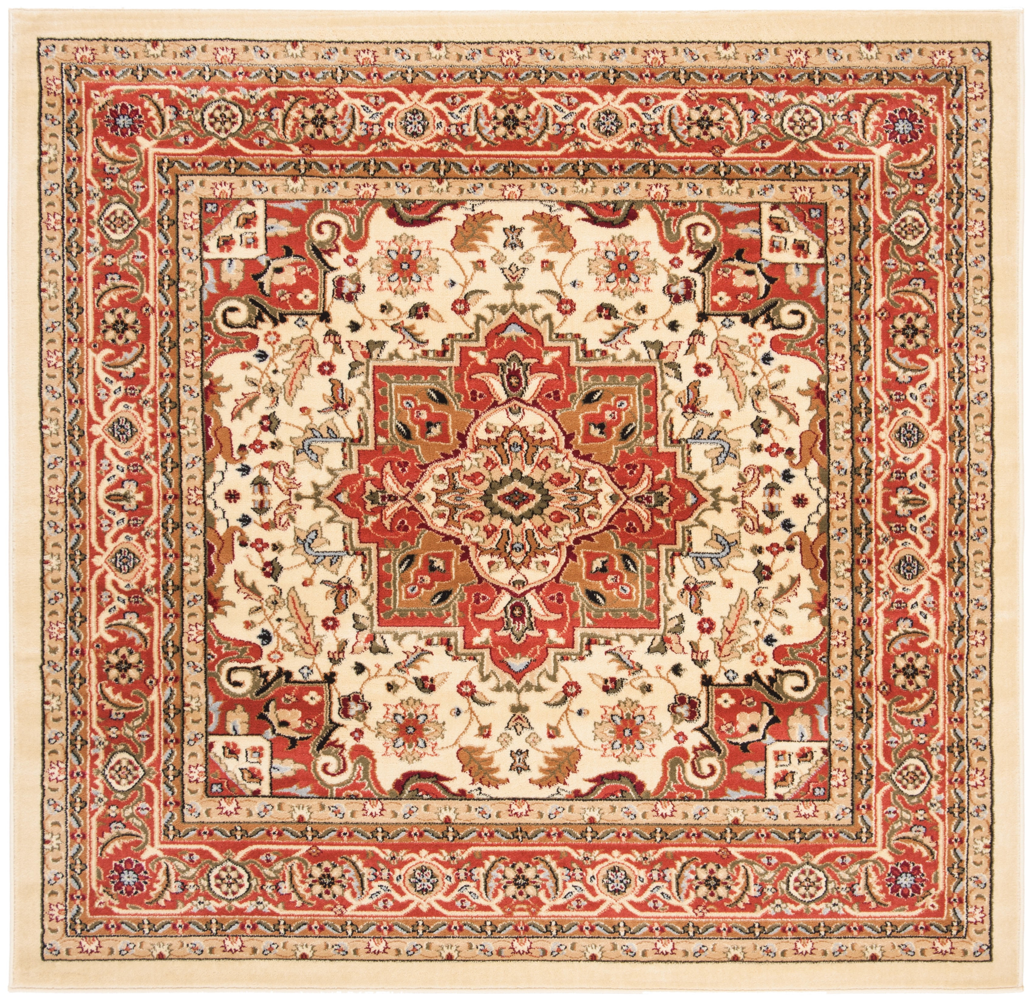 SAFAVIEH Lyndhurst Miranda Floral Area Rug, Ivory/Rust, 5'3" x 5'3" Square