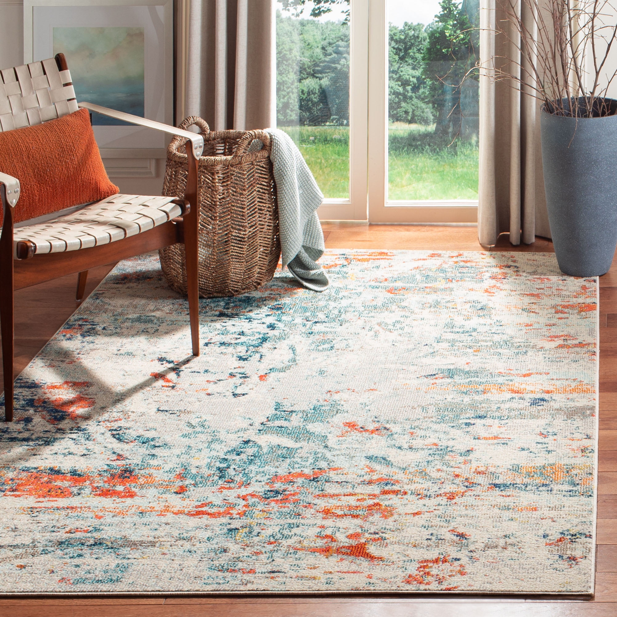 SAFAVIEH Madison Brooke Vintage Abstract Area Rug, Cream/Orange, 6' x 9'