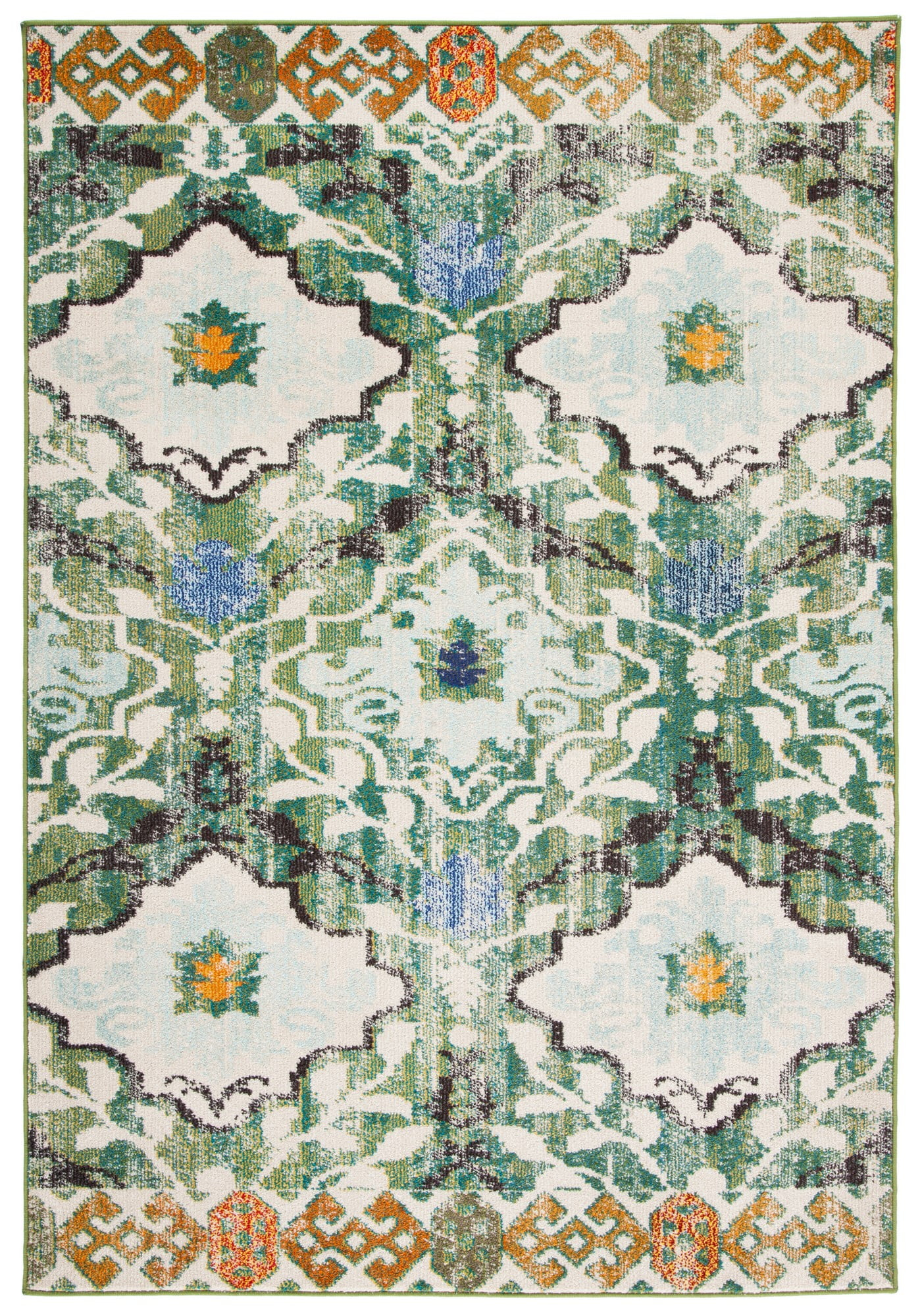 SAFAVIEH Madison Connell Geometric Area Rug, Green/Ivory, 9' x 12'