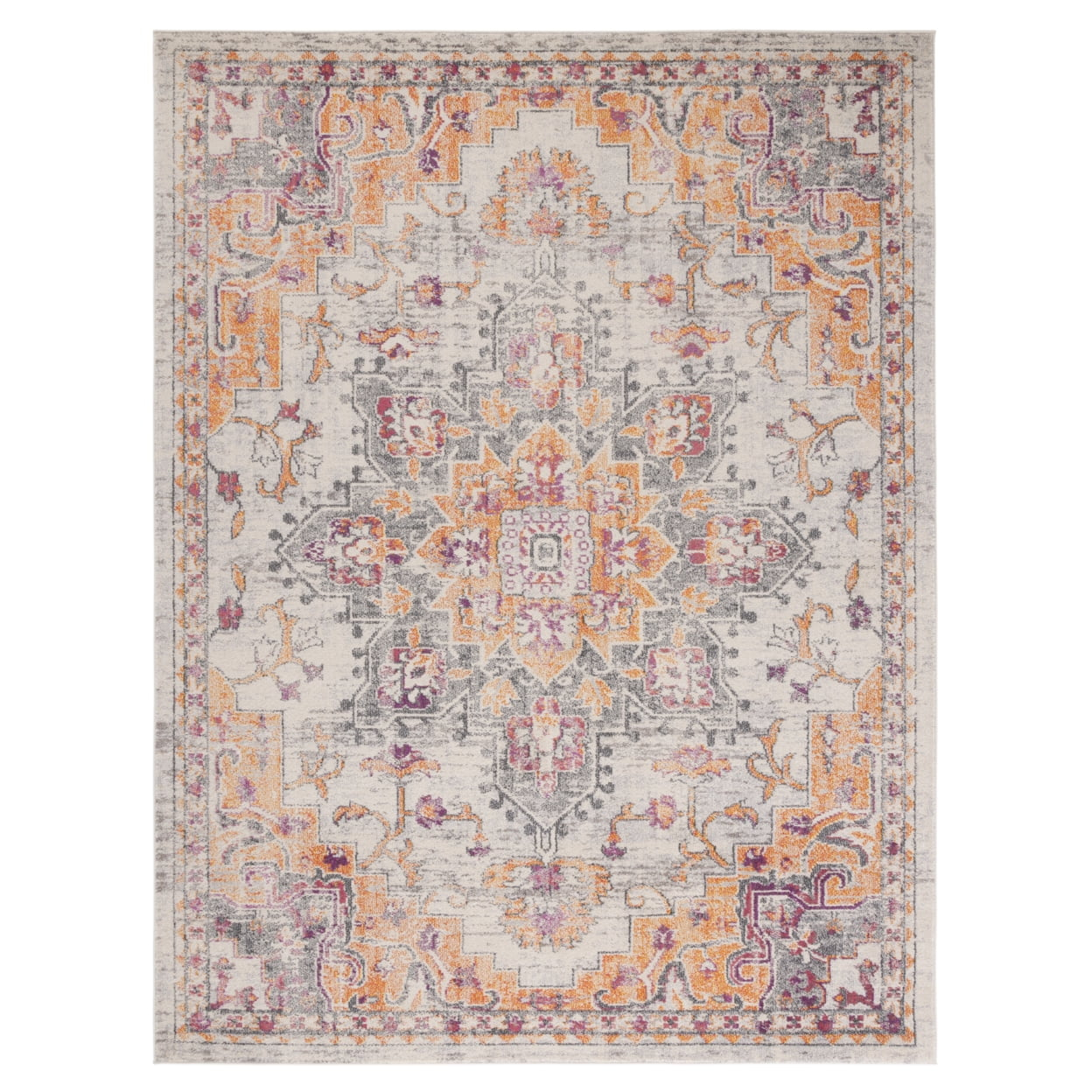 SAFAVIEH Madison Dalia Vintage Traditional Area Rug, Beige/Orange, 9' x 12'