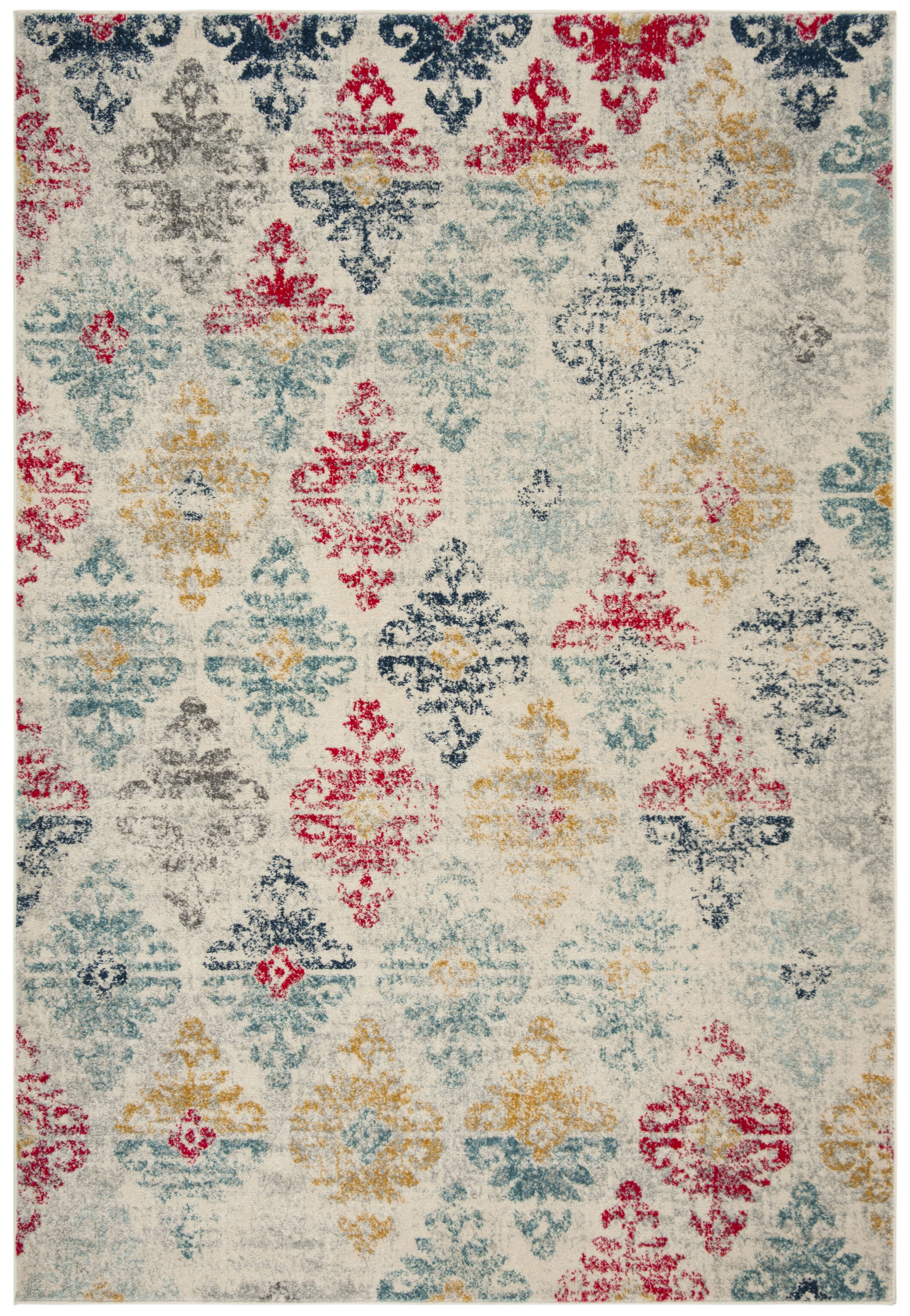 SAFAVIEH Madison Darin Vintage Damask Area Rug, Ivory/Blue, 3' x 5'