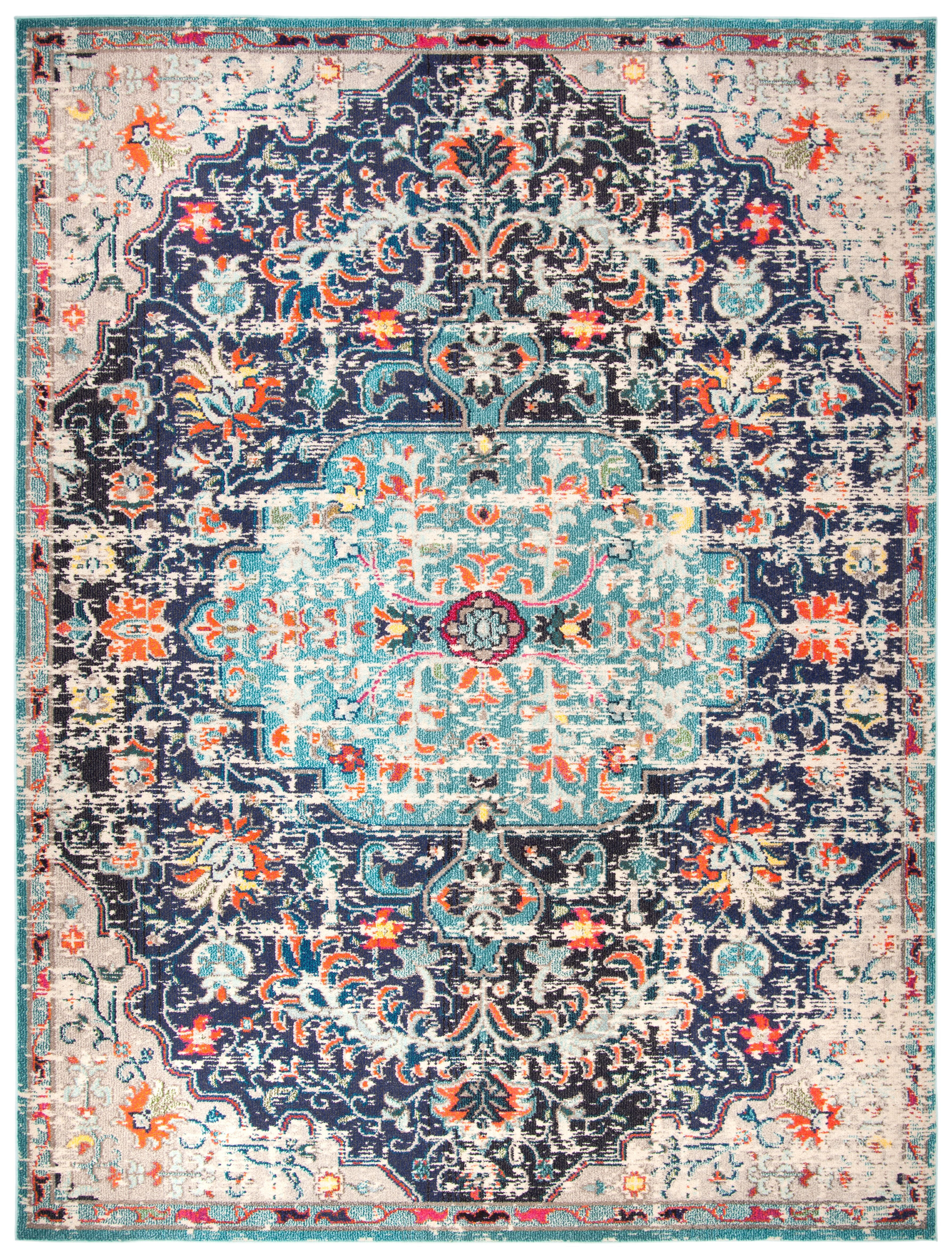 SAFAVIEH Madison Joandra Southwestern Area Rug, Black/Teal, 10' x 14'