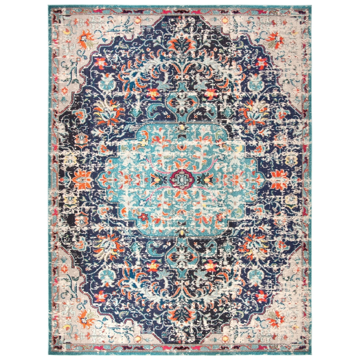 SAFAVIEH Madison Joandra Southwestern Area Rug, Black/Teal, 10' x 14'