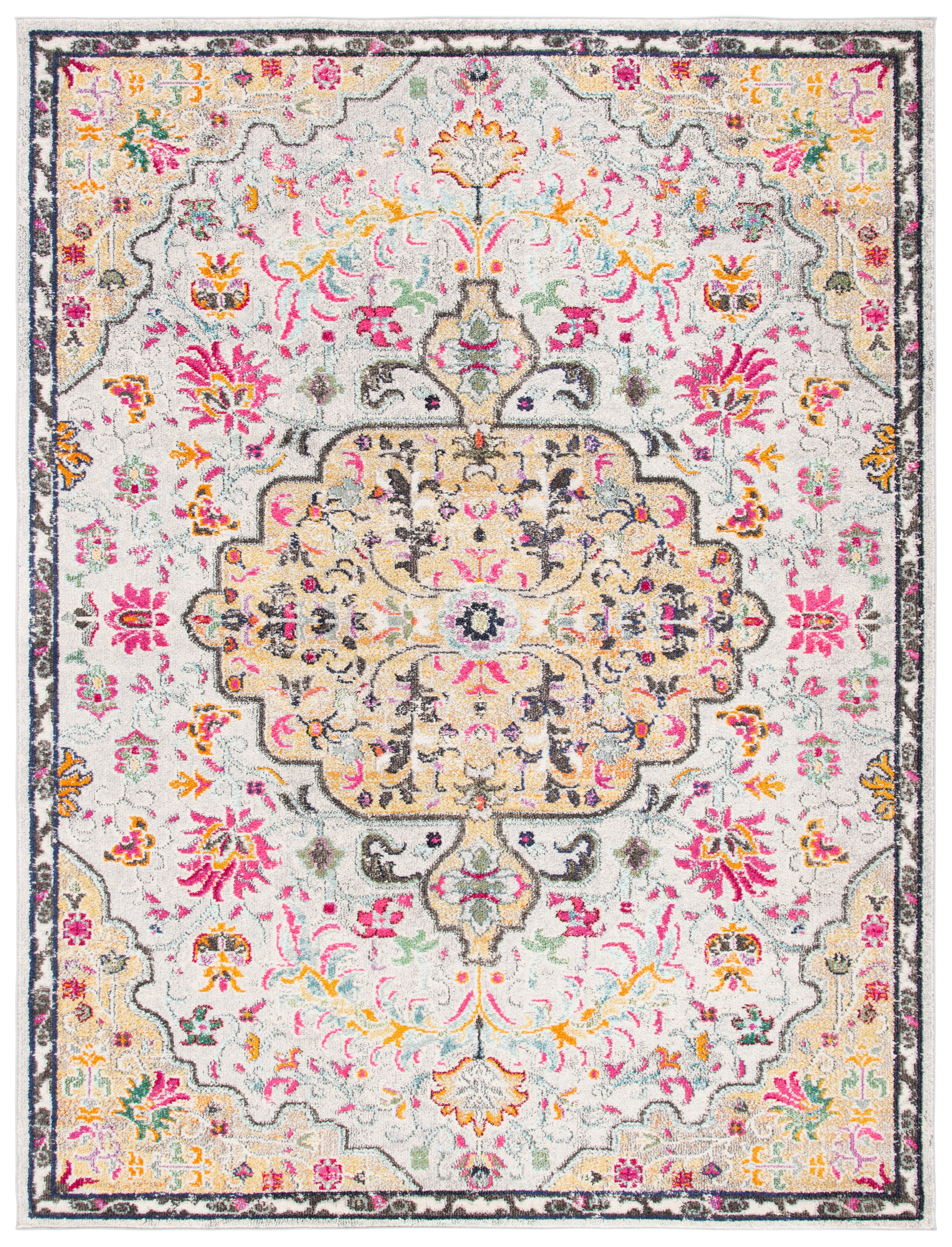 SAFAVIEH Madison Joandra Vintage Floral Area Rug, Grey/Gold, 9' x 12'