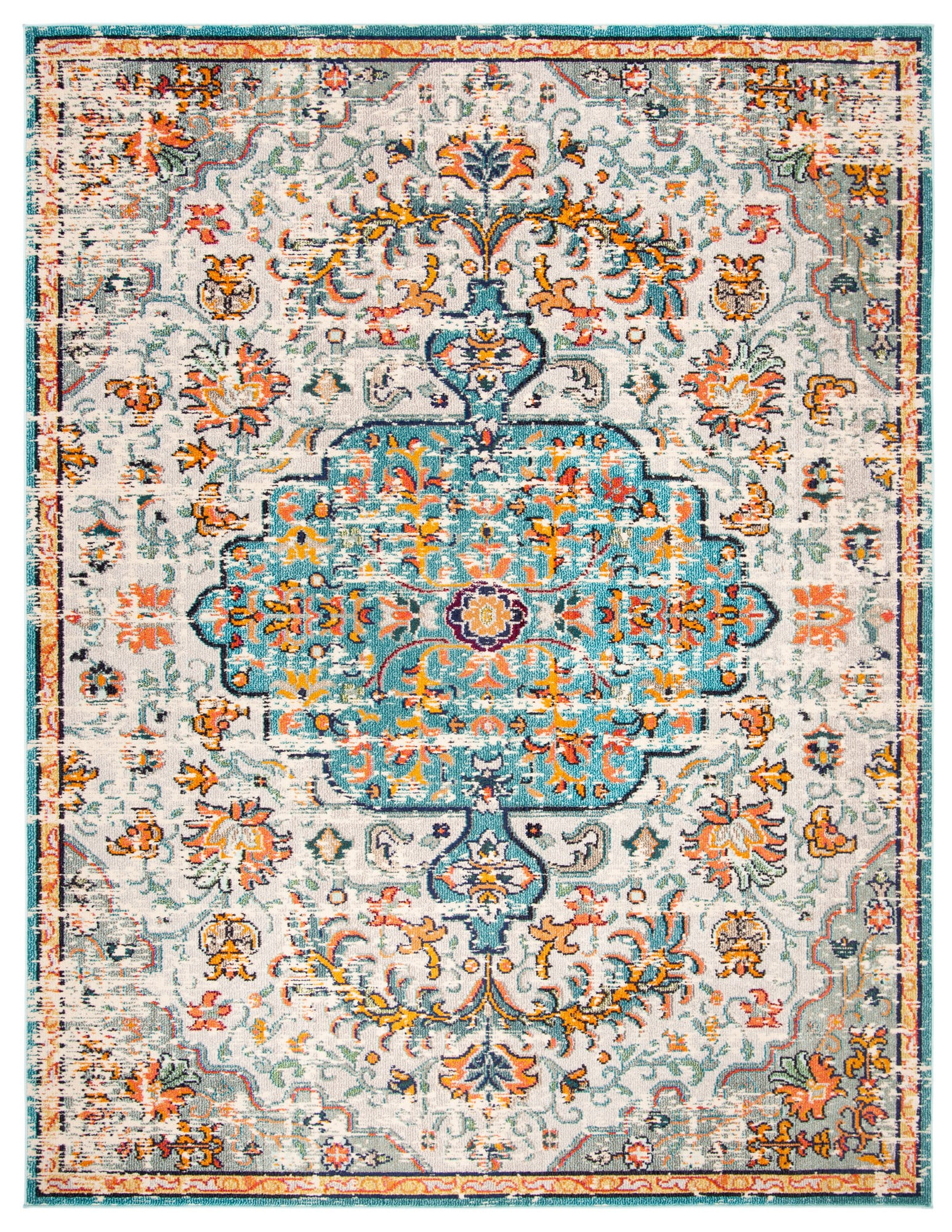 SAFAVIEH Madison Joandra Southwestern Area Rug, Grey/Light Blue, 10' x 14'