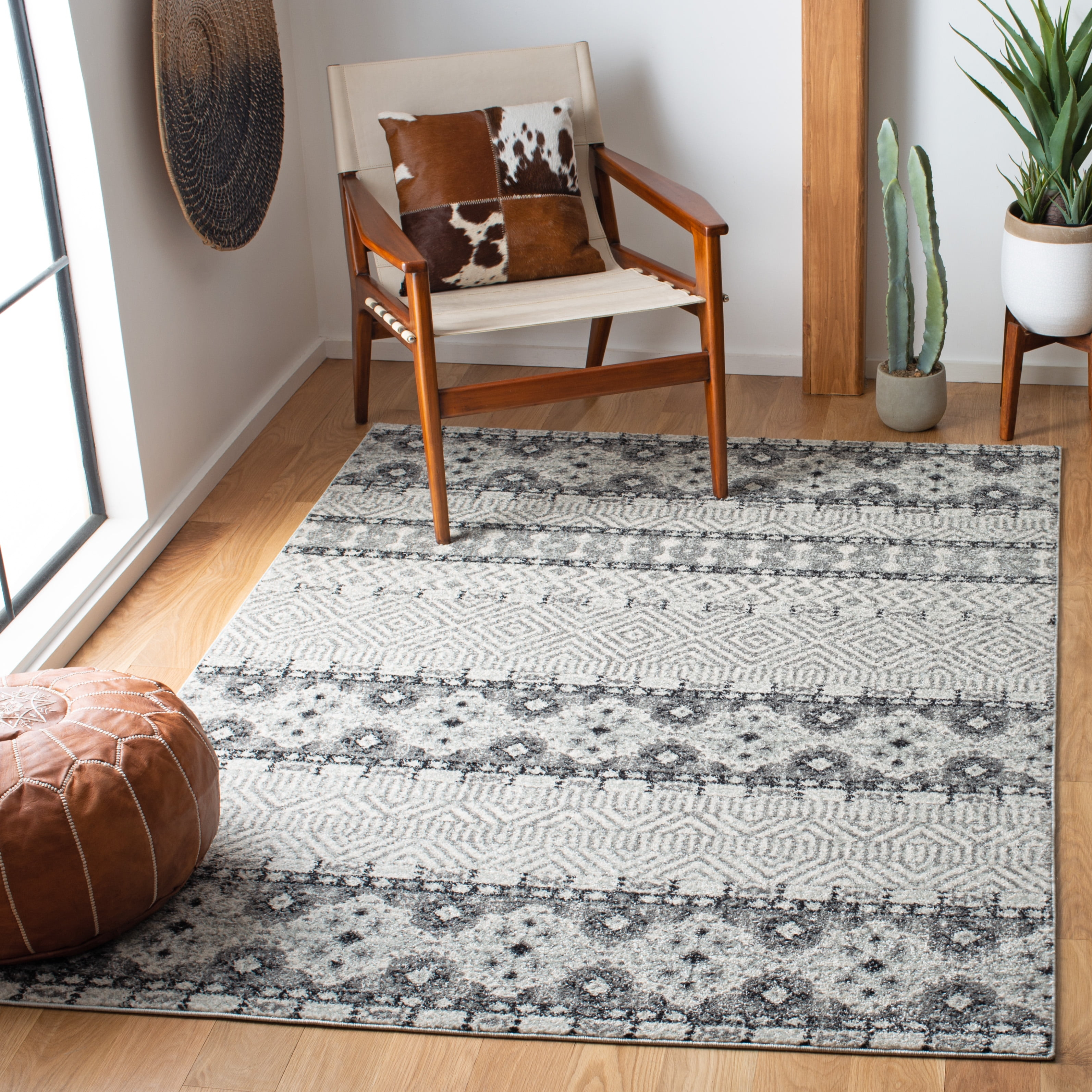 SAFAVIEH Madison Kandace Abstract Area Rug, Charcoal/Grey, 8' x 10'
