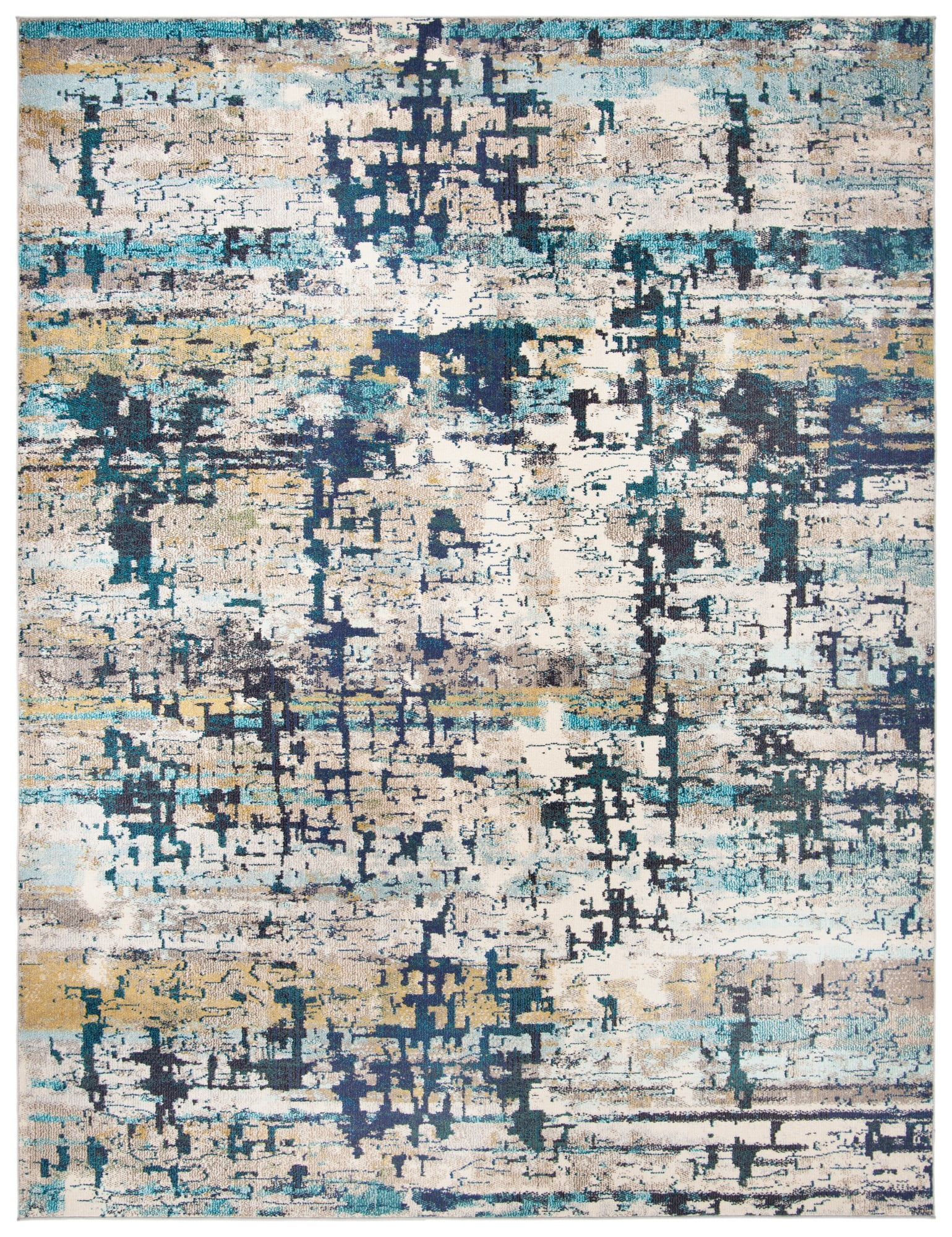 SAFAVIEH Madison Roswell Vintage Abstract Area Rug, Cream/Blue, 12' x 15'