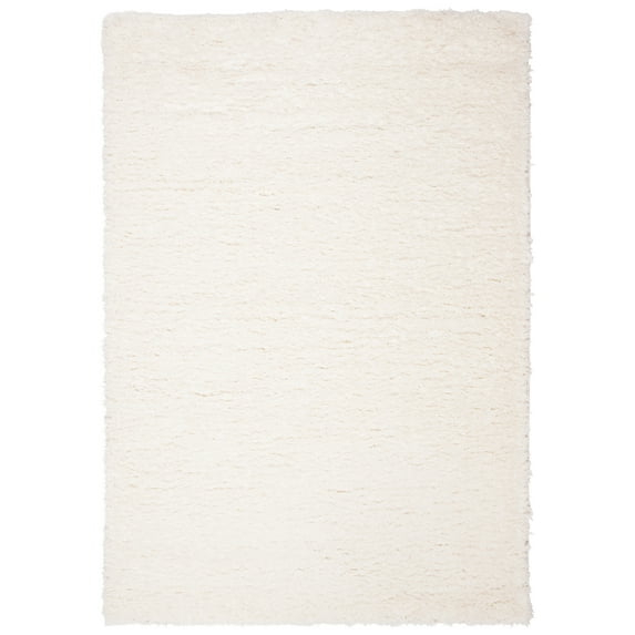 SAFAVIEH Madrid Miah Solid Polyester Shag Area Rug, Ivory, 4' x 6'