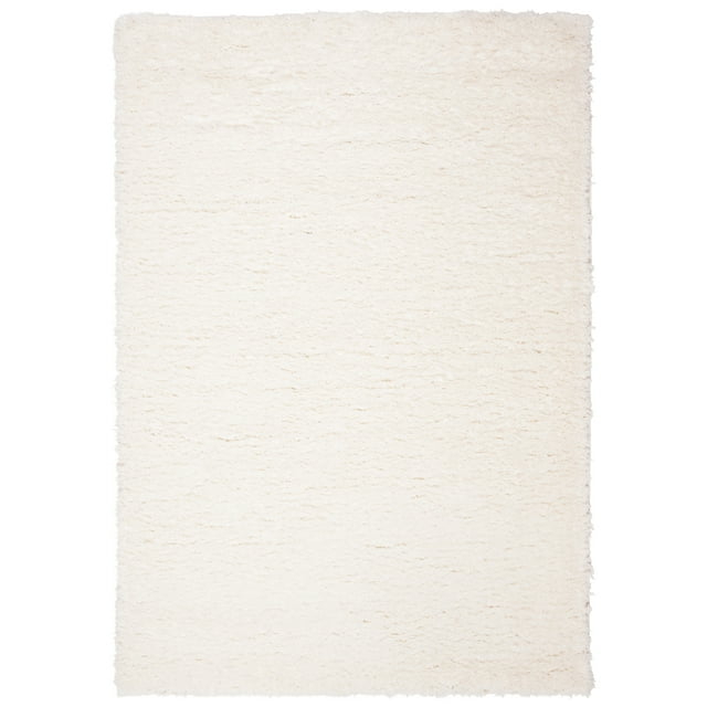 SAFAVIEH Madrid Miah Solid Polyester Shag Area Rug, Ivory, 4' x 6'