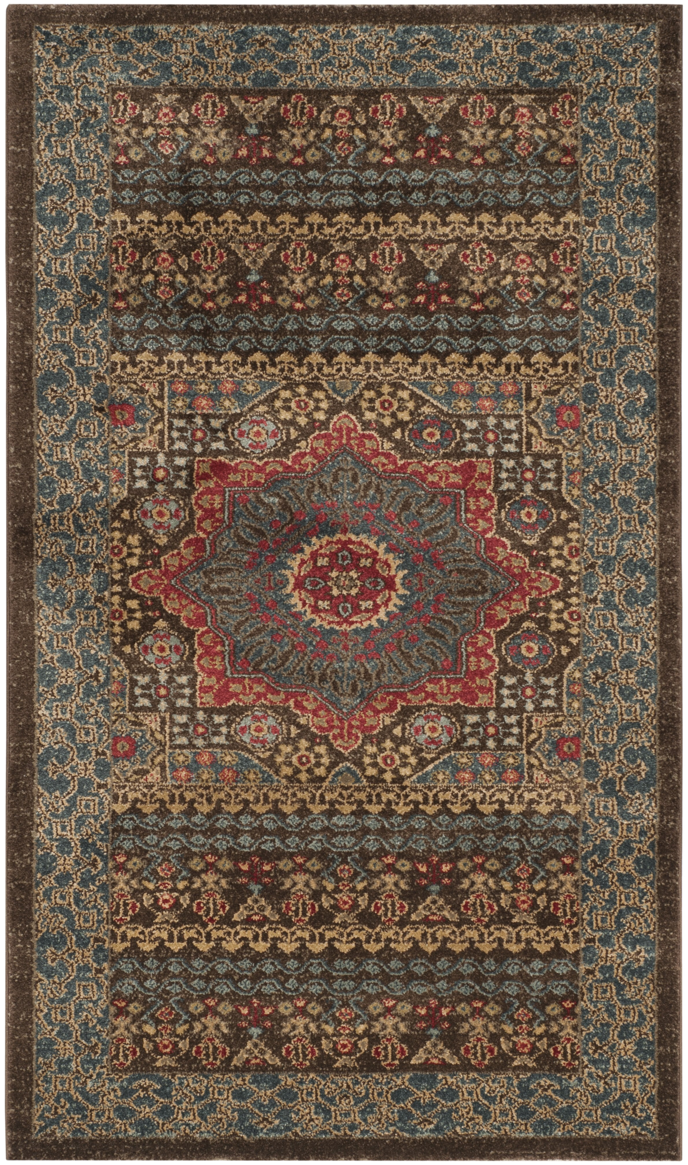 Mahal MAH620 Power Loomed Accent Rug - Navy/Red - 2'2"x4' - Safavieh.