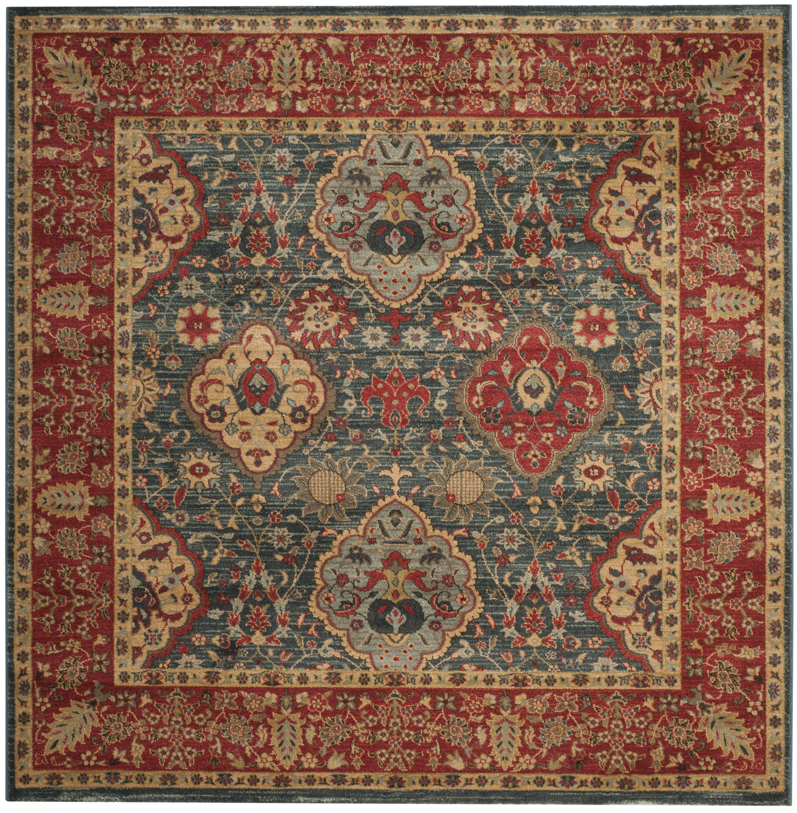 Mahal MAH655 Power Loomed Area Rug - Navy/Red - 5'1"x5'1" - Safavieh.