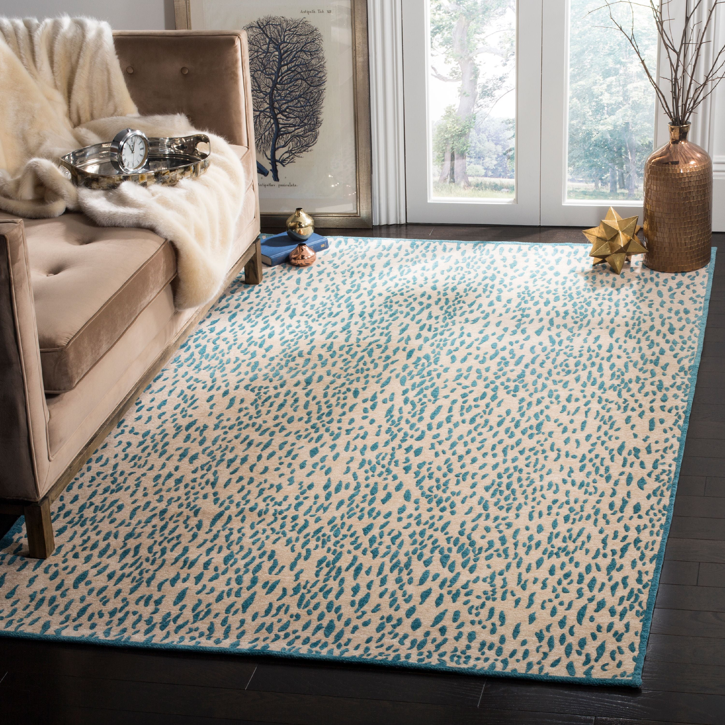 Marbella MRB657 Hand Loomed Area Rug - Beige/Blue - 6'x6' - Safavieh.