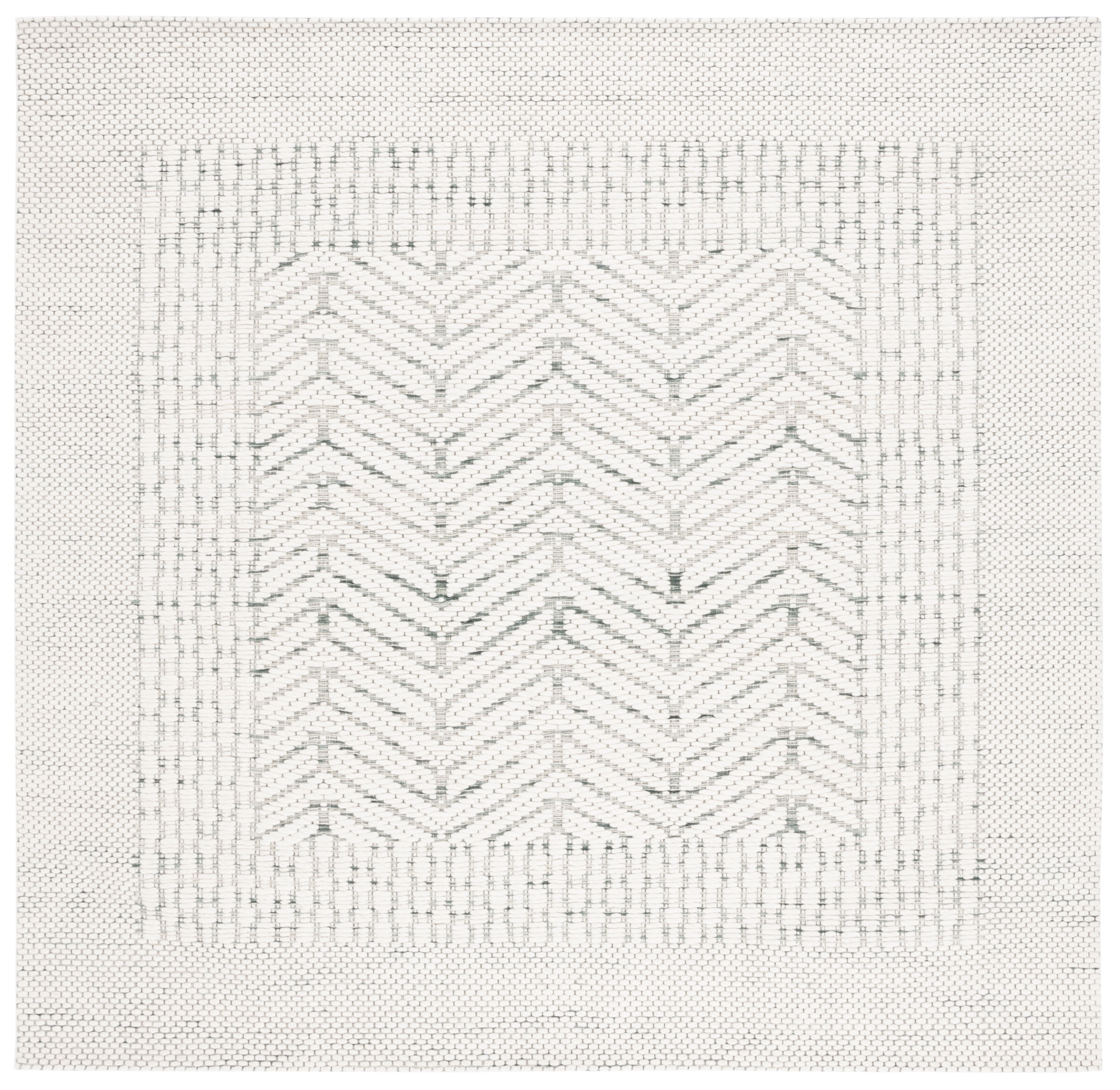 SAFAVIEH Marbella Marsan Bordered Area Rug, Ivory/Green, 6' x 6' Square