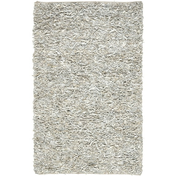 SAFAVIEH Mariam Leather Shag Area Rug, White, 2'3" x 4'