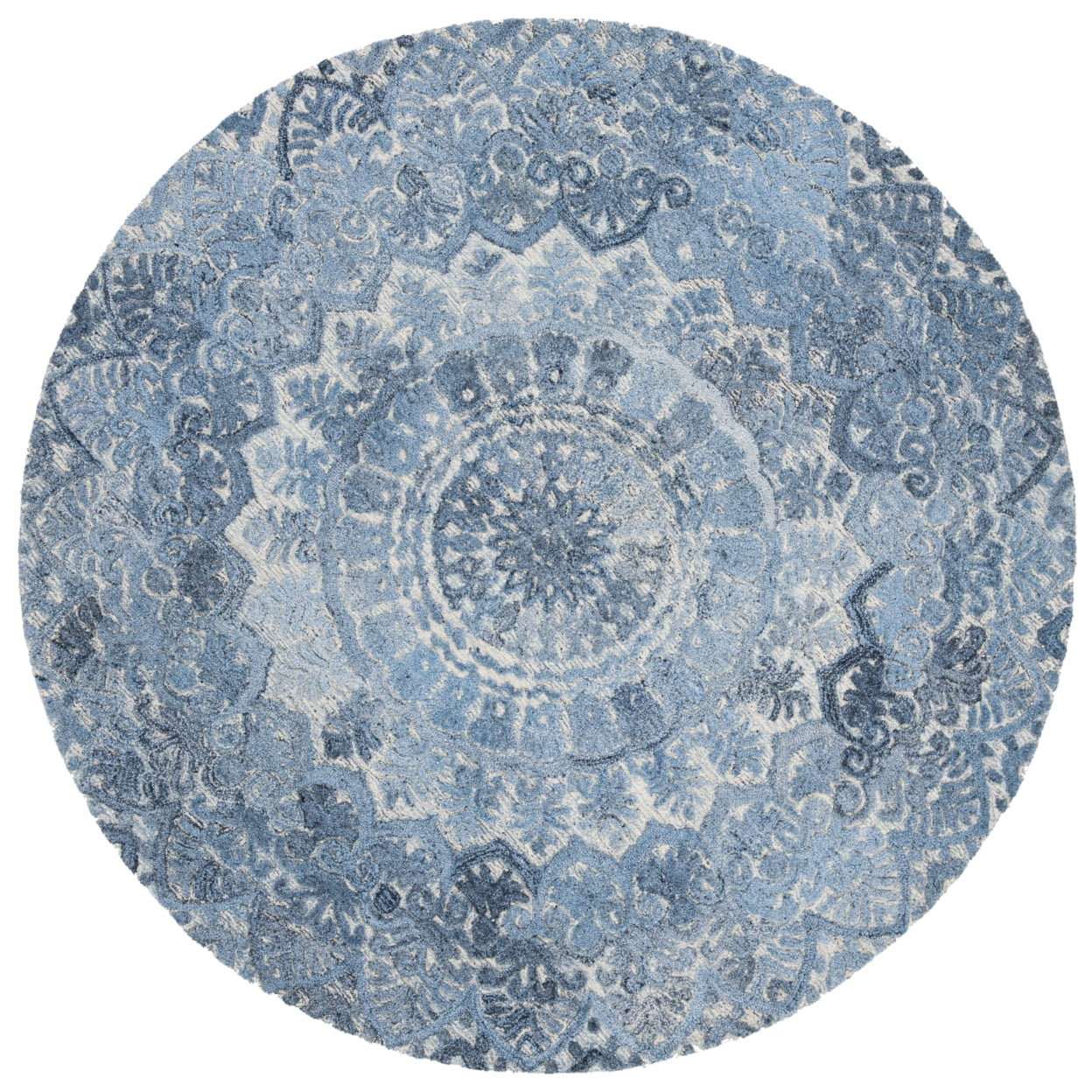Marquee MRQ110 Hand Tufted Indoor Area Rug - Blue/Ivory - 6' Round - Safavieh