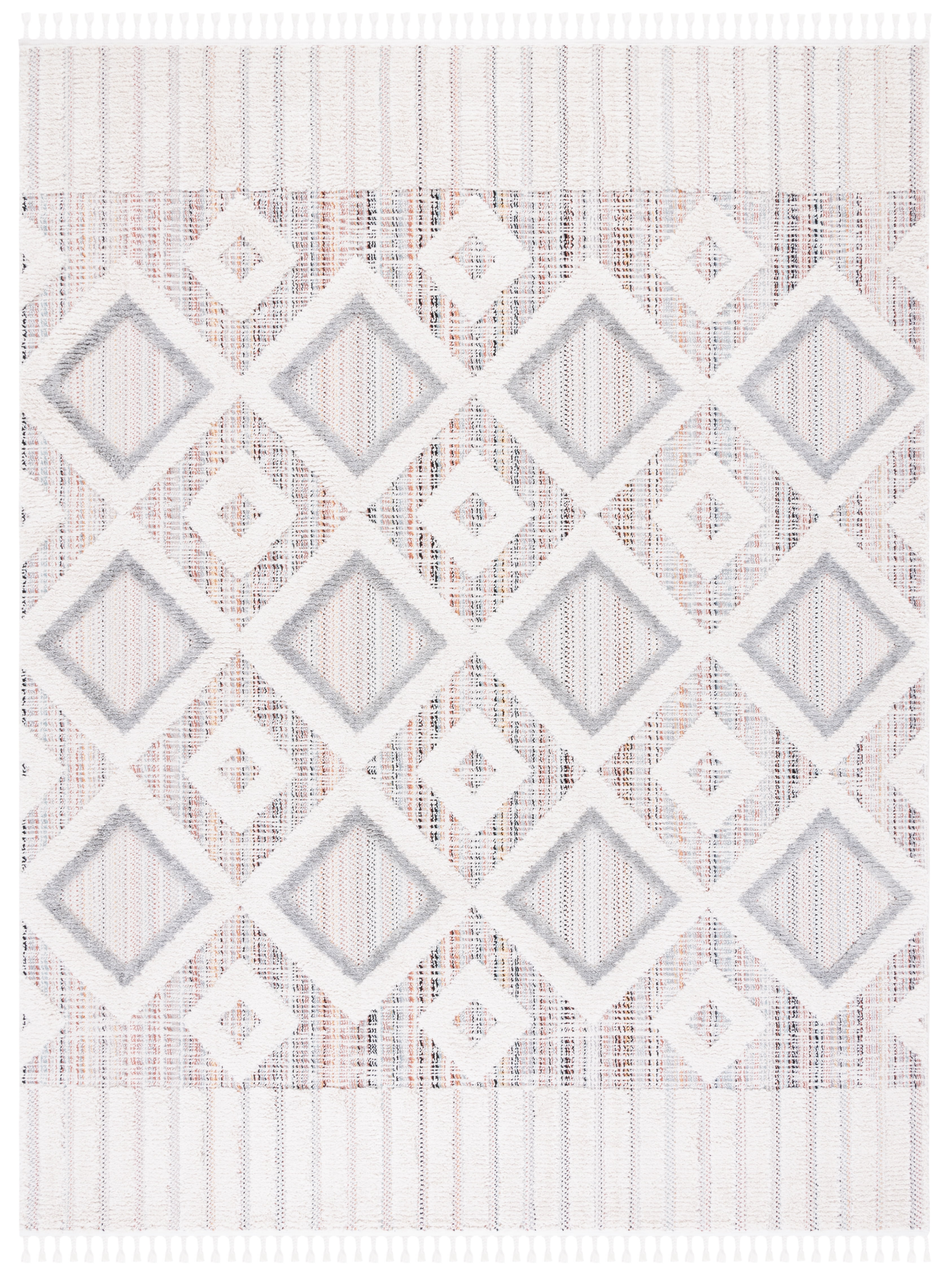 SAFAVIEH Marrakesh Driskoll Geometric Polyester Area Rug, Grey/Multi, 9' x 12'