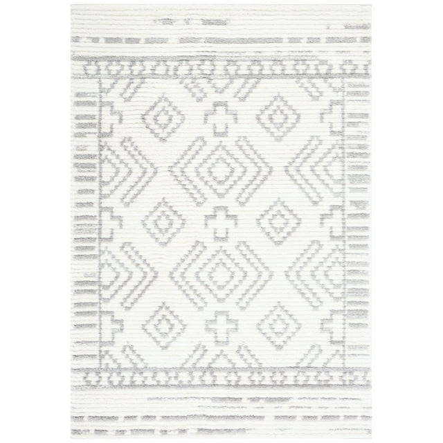 SAFAVIEH Marrakesh Kenrick Medallion Polyester Area Rug, Ivory/Grey, 9' x 12'