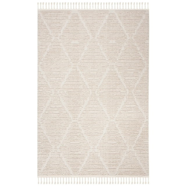 SAFAVIEH Marrakesh Naila Geometric Trellis Polyester Area Rug, Beige, 9' x 12'