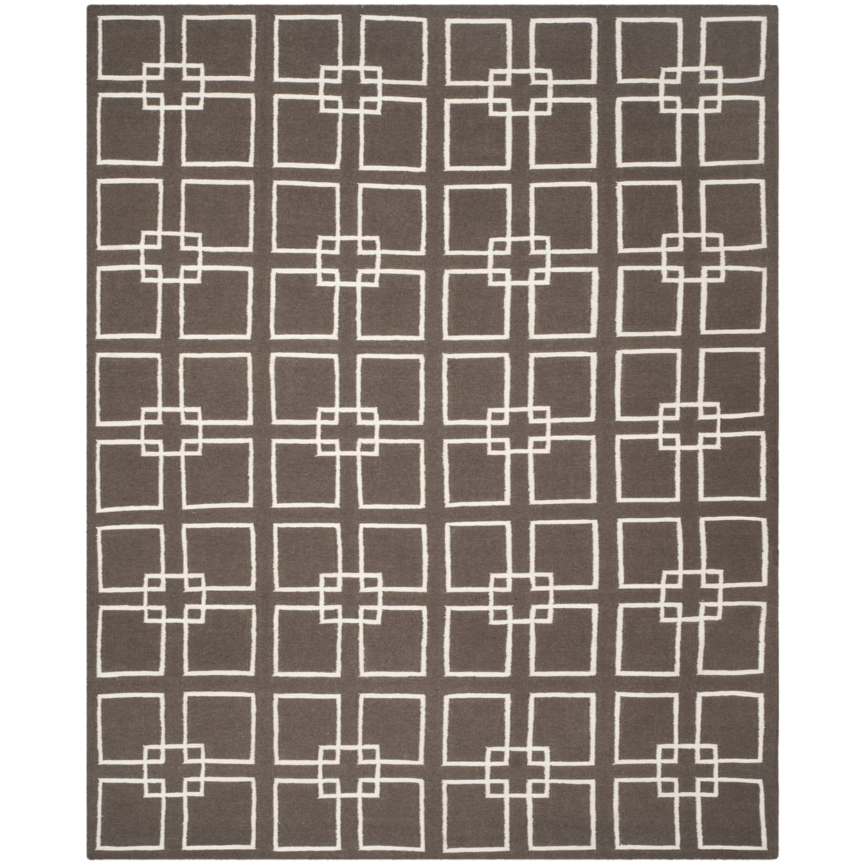Dance Martha Stewart Flat Weave Wool/Silk/Cotton Geometric Rug in Soilbrown