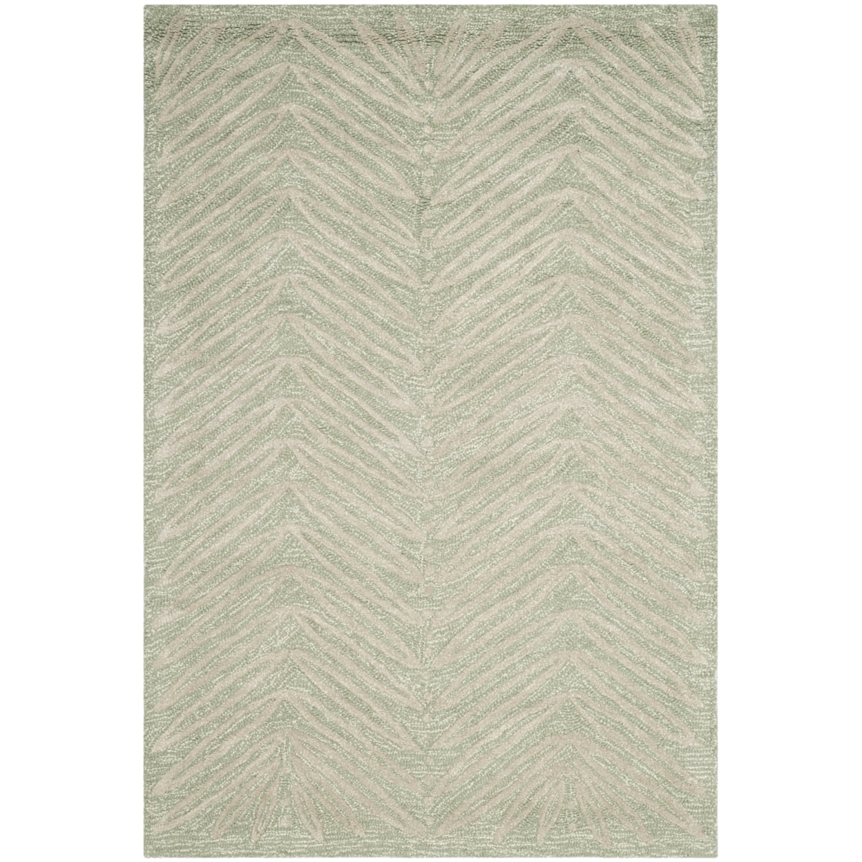 Martha Stewart Chevron Leaves - MSR3612 - Indoor Hand Tufted Area Rugs - Milk Pail Green - 4'x6'