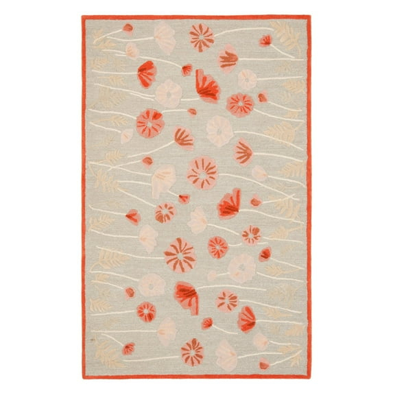 SAFAVIEH Martha Stewart Poppy Glossary Floral Area Rug, Cayenne Red, 2'6" x 4'3"
