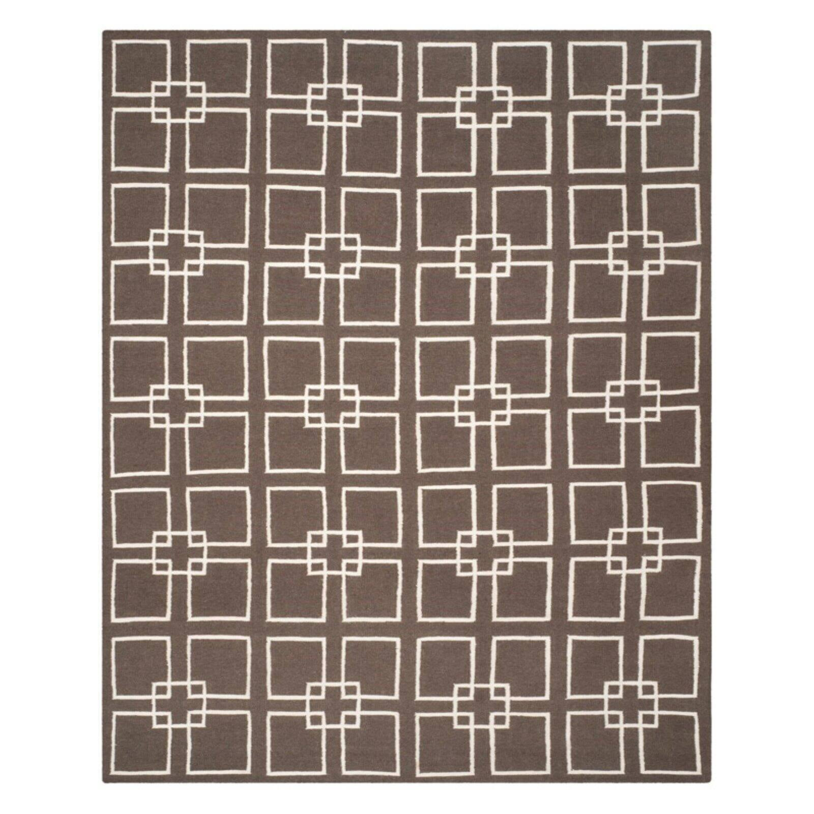 Dance Martha Stewart Flat Weave Wool/Silk/Cotton Geometric Rug in Soilbrown