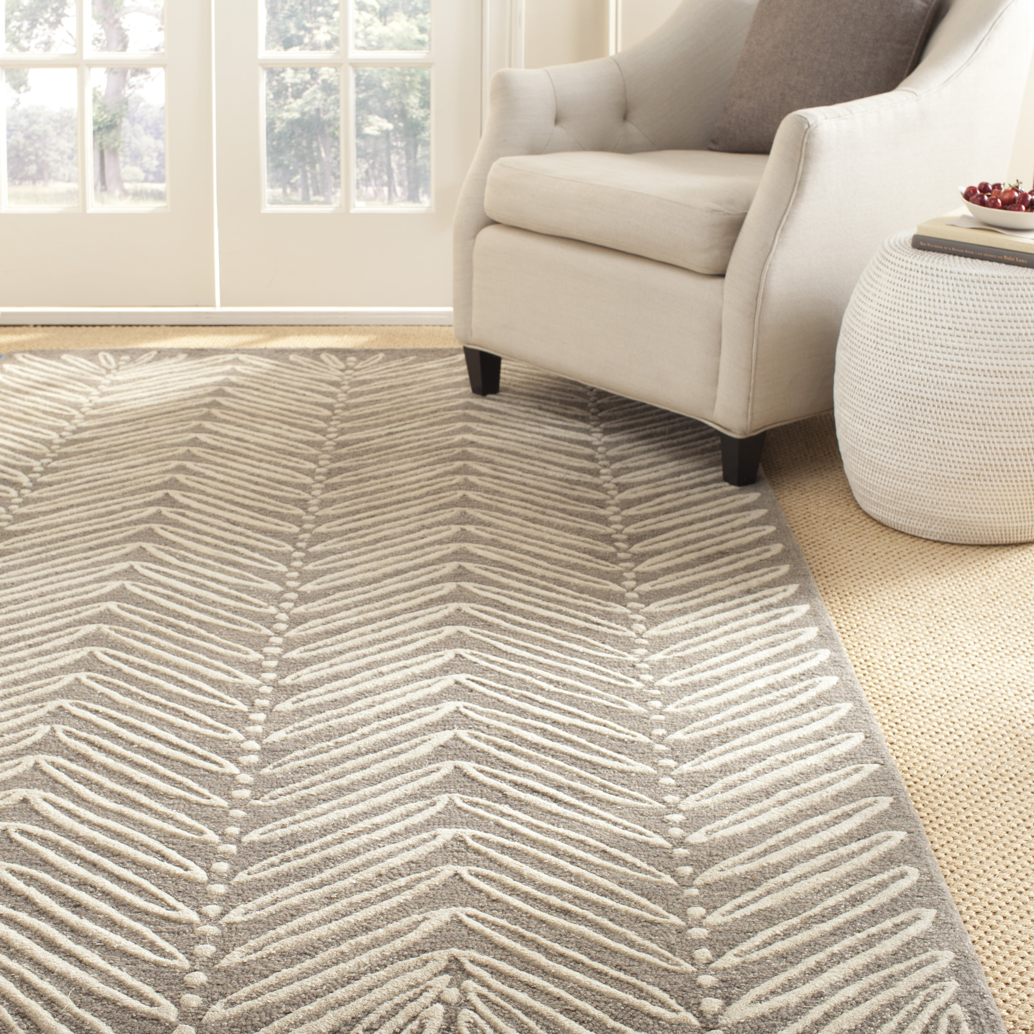 Martha Stewart Chevron Leaves - MSR3612 - Indoor Hand Tufted Accent Rugs - Chamois Beige - 2'6"x4'3"