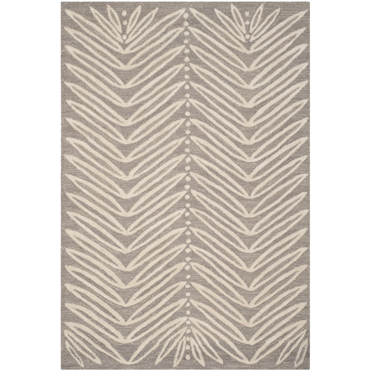 Martha Stewart Chevron Leaves - MSR3612 - Indoor Hand Tufted Area Rugs - Chamois Beige - 5'x8'