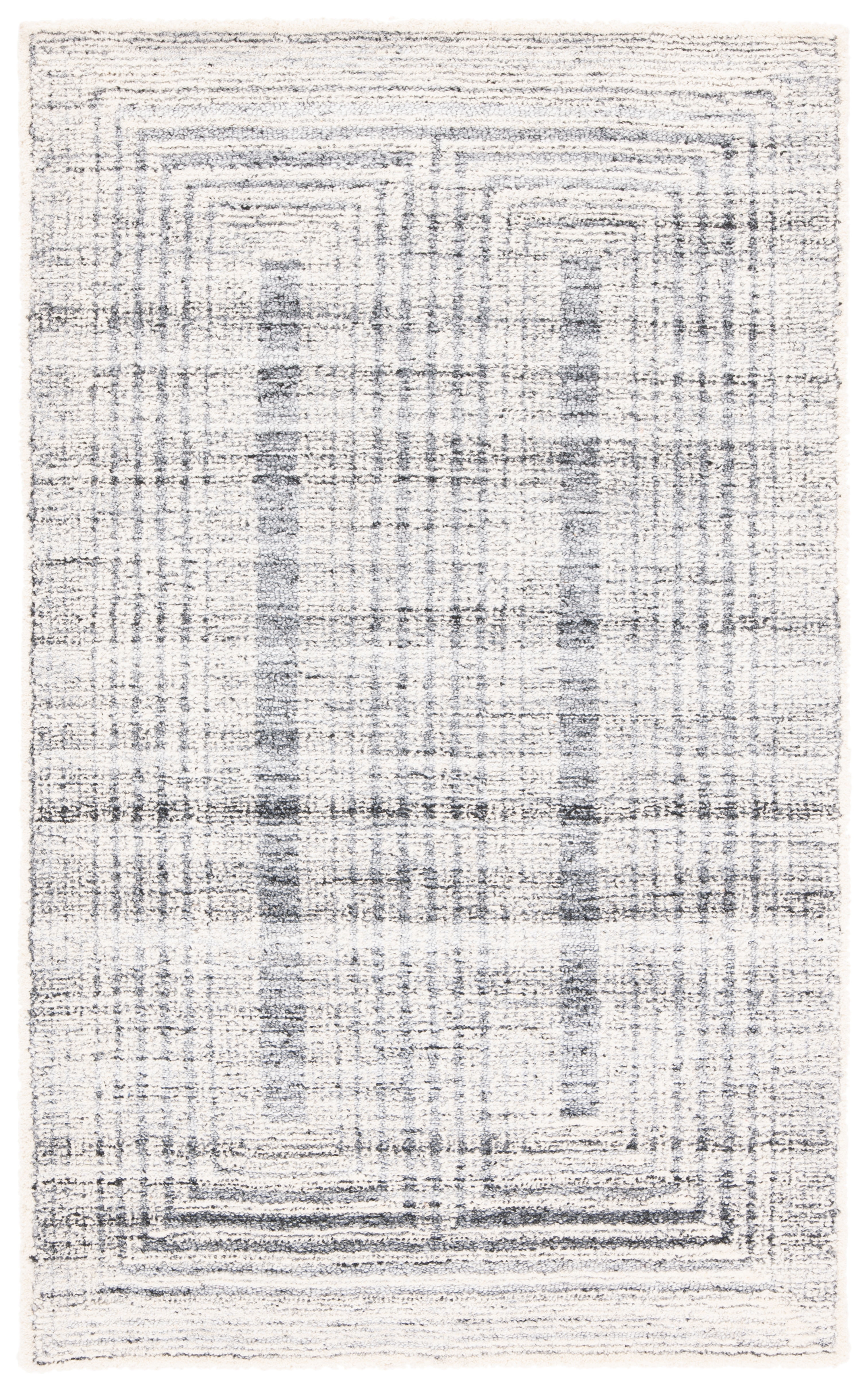 SAFAVIEH Metro Bayon Bordered Area Rug, Light Grey/Ivory, 4' x 6'