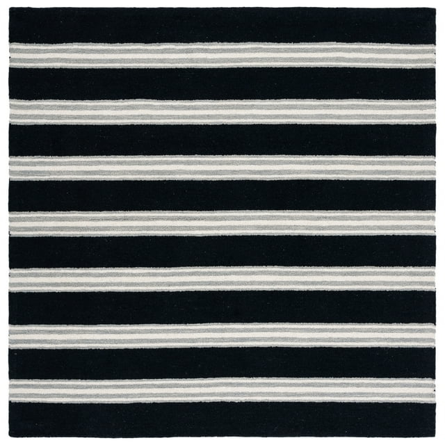 SAFAVIEH Metro Darion Striped Area Rug, Black/Ivory, 6' x 6' Square