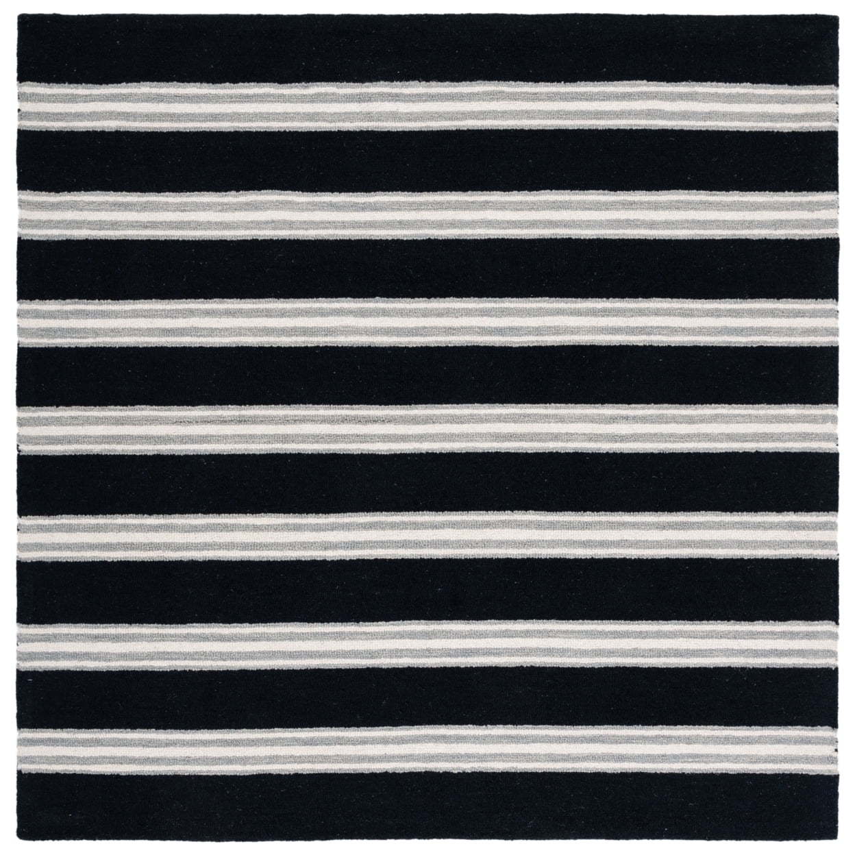 SAFAVIEH Metro Darion Striped Area Rug, Black/Ivory, 6' x 6' Square