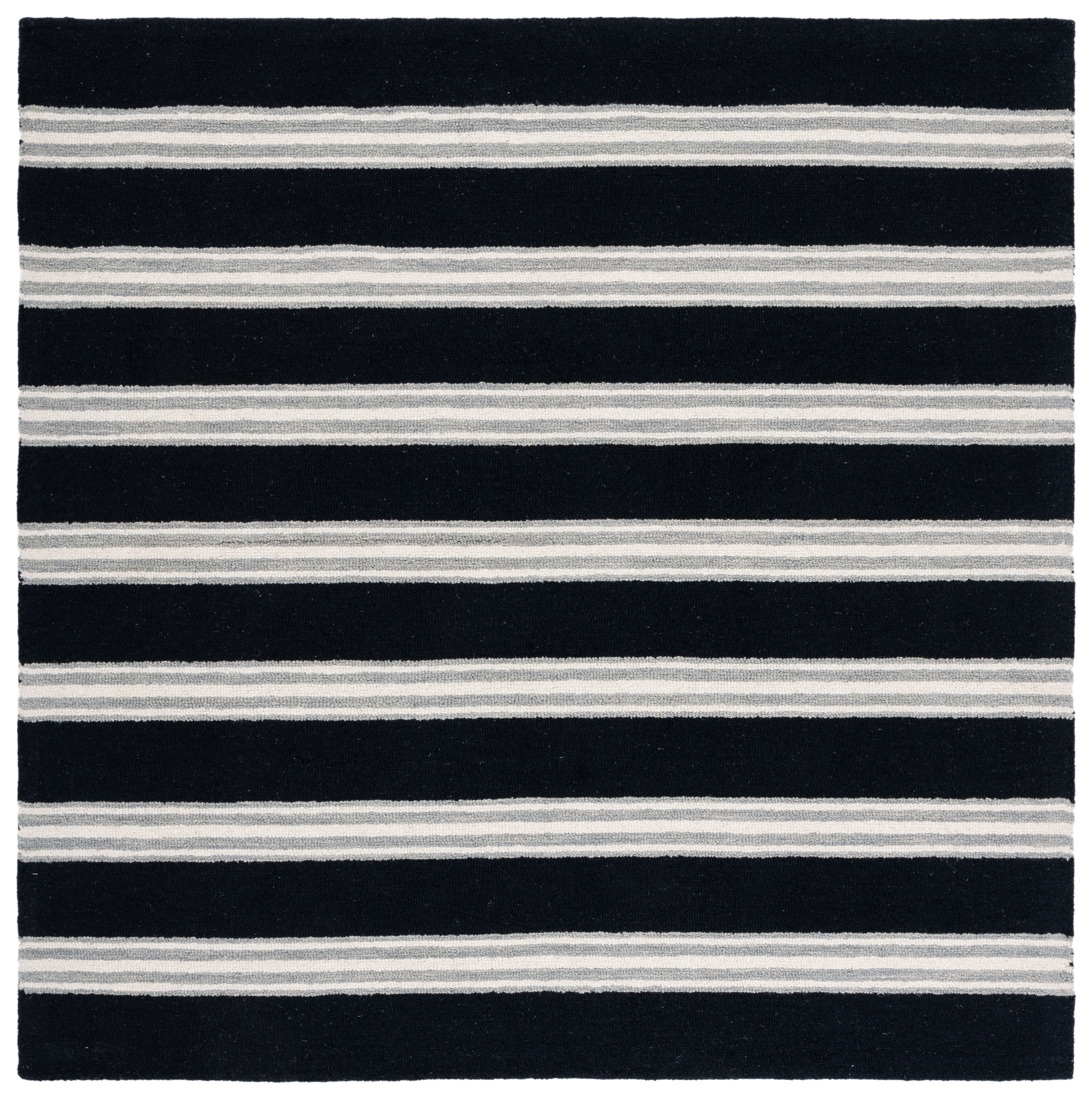 SAFAVIEH Metro Darion Striped Area Rug, Black/Ivory, 6' x 6' Square