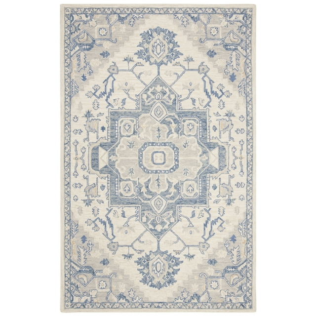 SAFAVIEH Micro-Loop Braylon Floral Area Rug, Ivory/Blue, 2'6" x 4'
