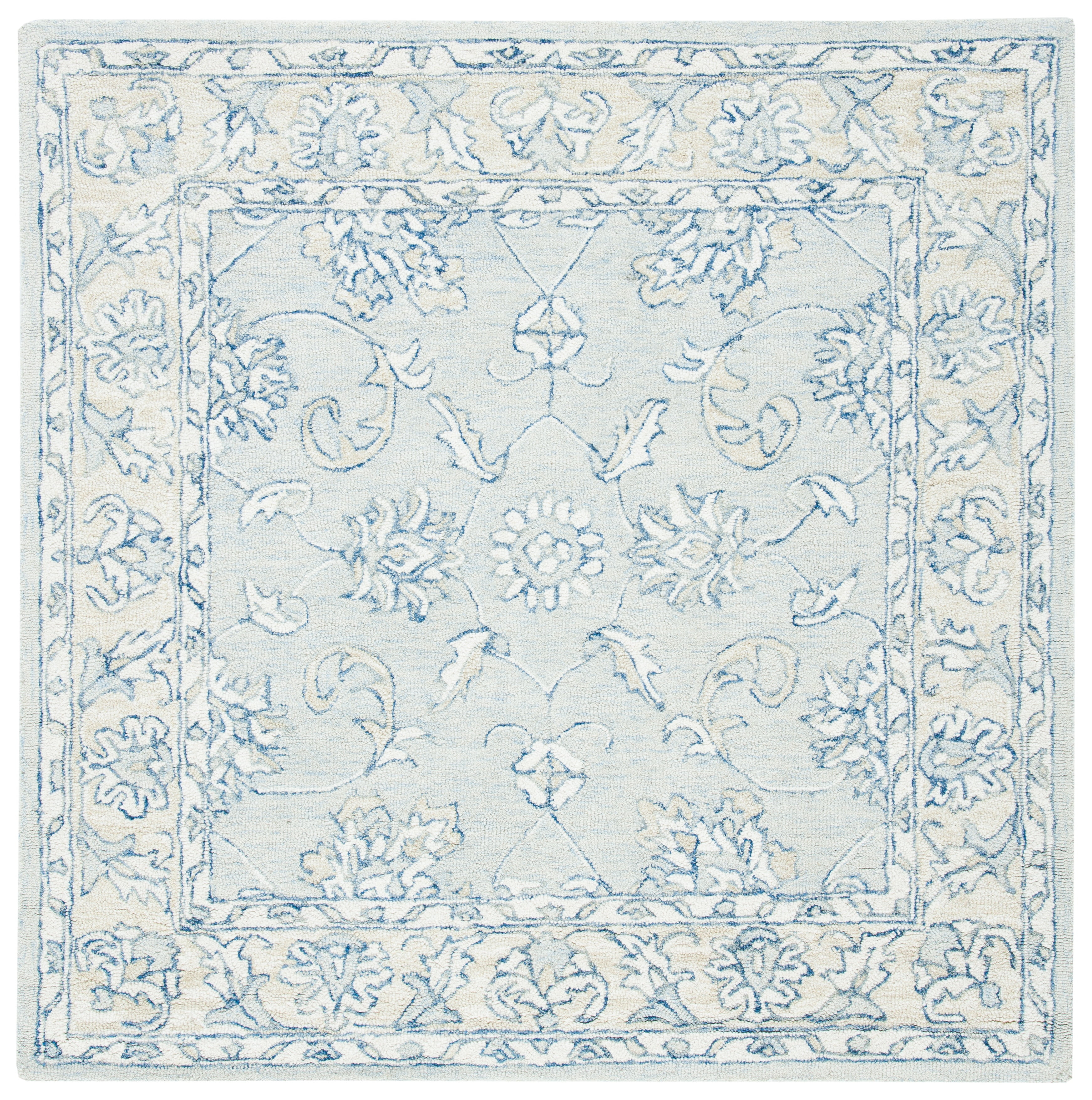 SAFAVIEH Micro-Loop Calista Oriental Area Rug, Blue/Beige, 7' x 7' Square