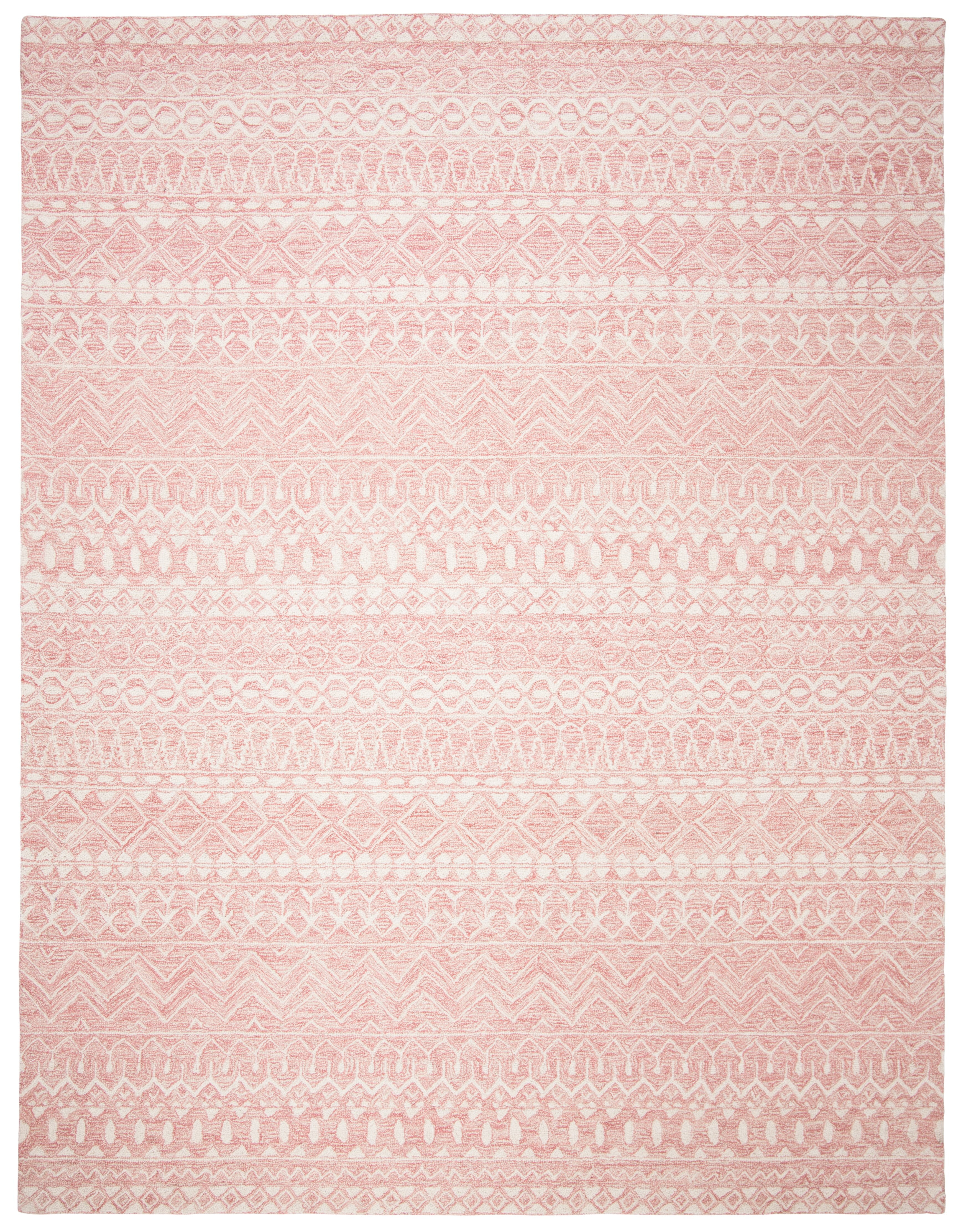 SAFAVIEH Micro-Loop Daithi Geometric Area Rug, Pink/Ivory, 10' x 14'