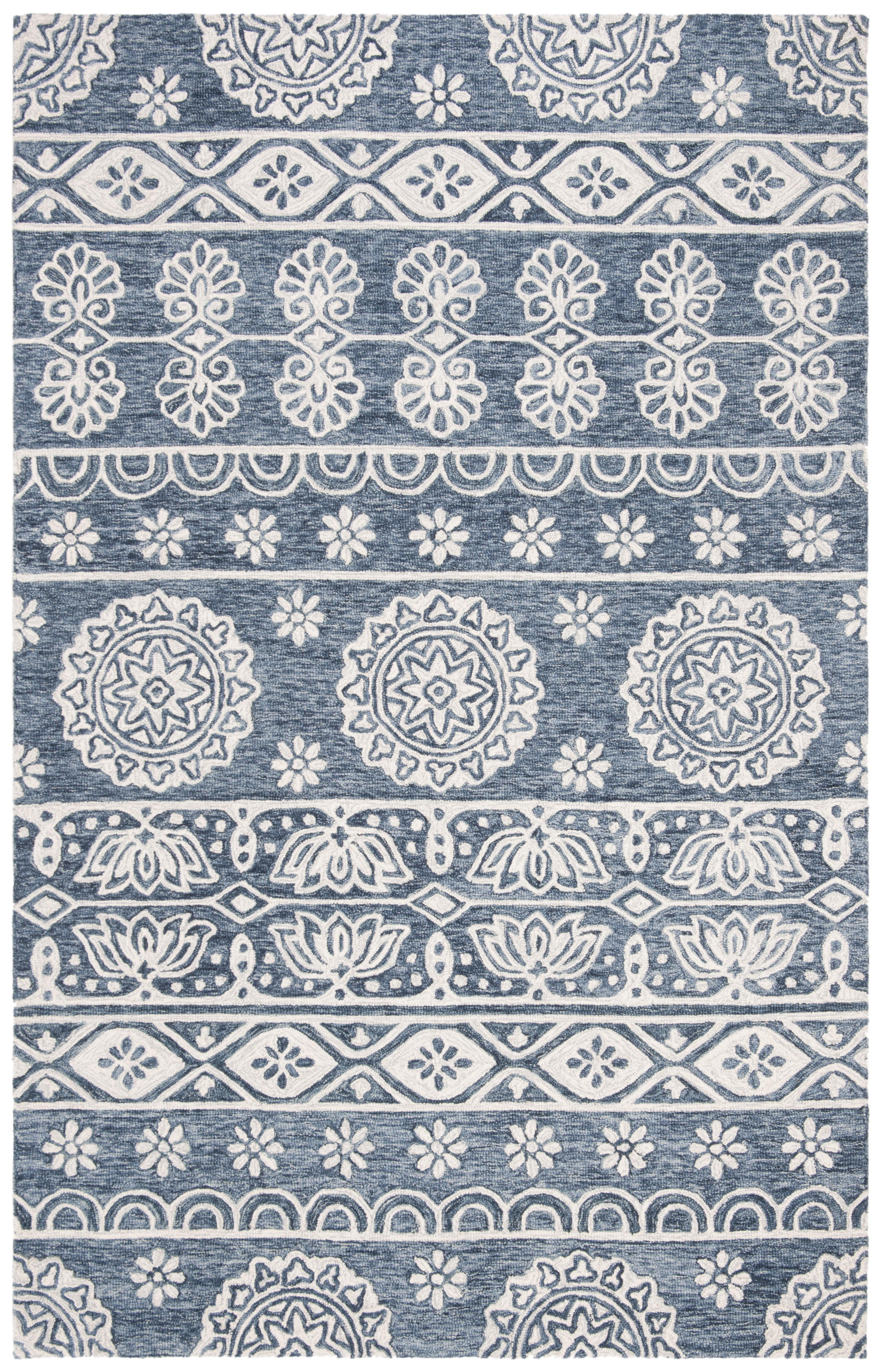 Micro-Loop MLP607 Hand Tufted Area Rug - Blue/Ivory - 5'x8' - Safavieh.