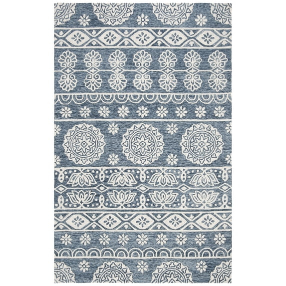 Micro-Loop MLP607 Hand Tufted Area Rug - Blue/Ivory - 5'x8' - Safavieh.