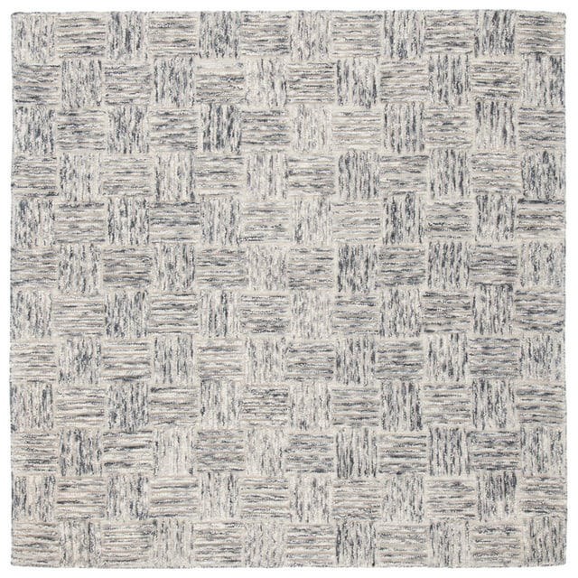 SAFAVIEH Micro-Loop Edythe Geometric Area Rug, Grey, 5' x 5' Square