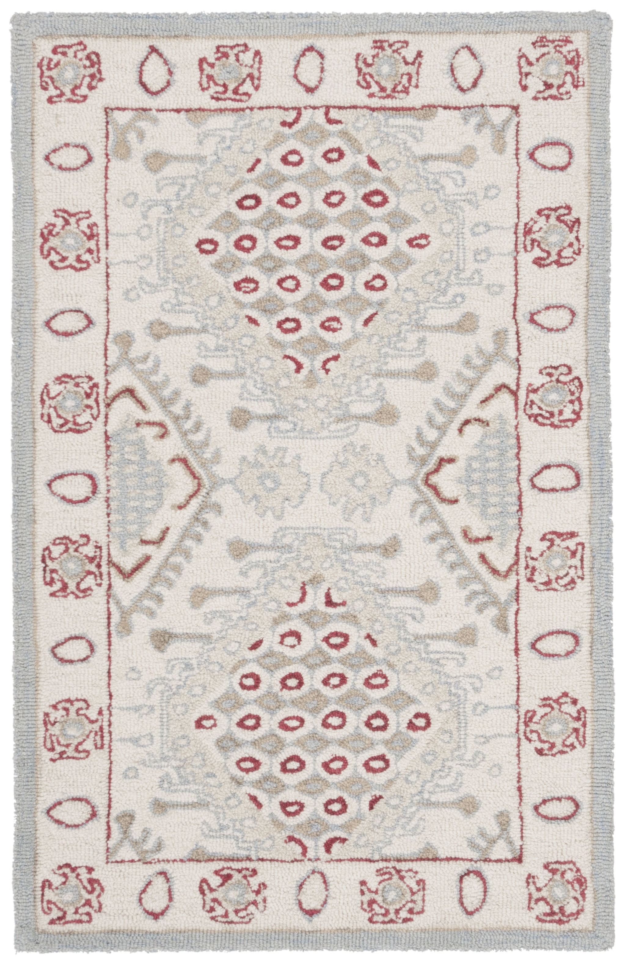 Micro-Loop MLP511 Hand Tufted Indoor Accent Rug - Ivory/Red - 2'6"x4' - Safavieh