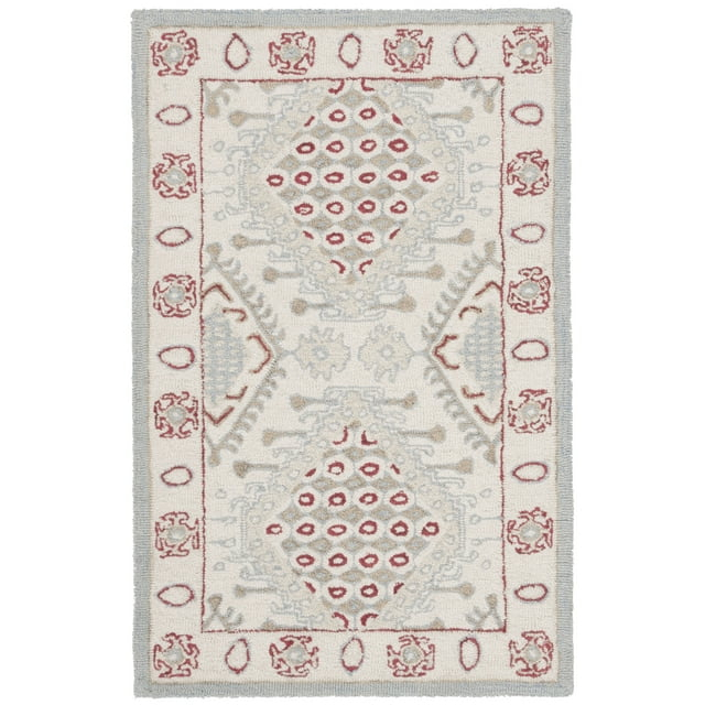 Micro-Loop MLP511 Hand Tufted Indoor Accent Rug - Ivory/Red - 2'6"x4' - Safavieh