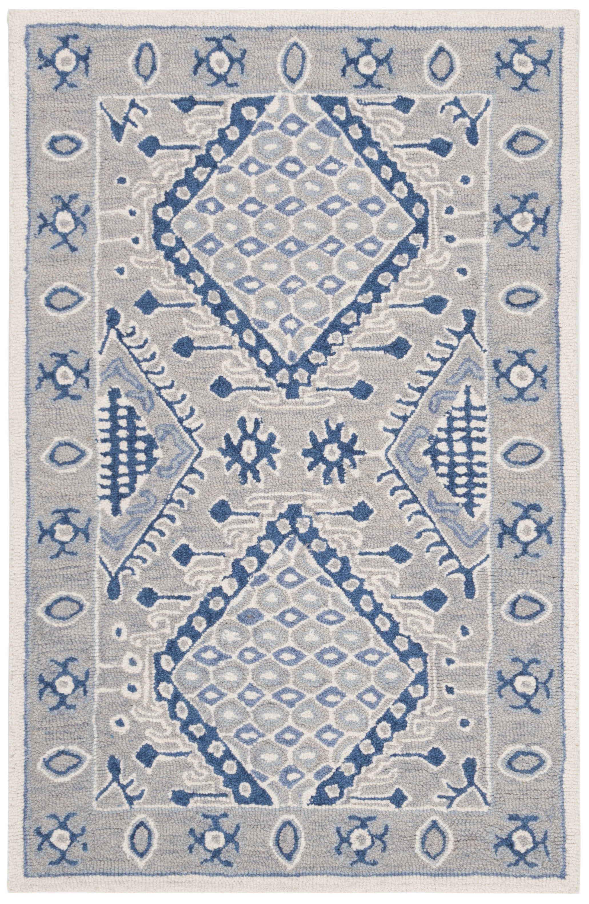 Micro-Loop MLP511 Hand Tufted Accent Rug - Light Grey/Blue - 2'6"x4' - Safavieh.