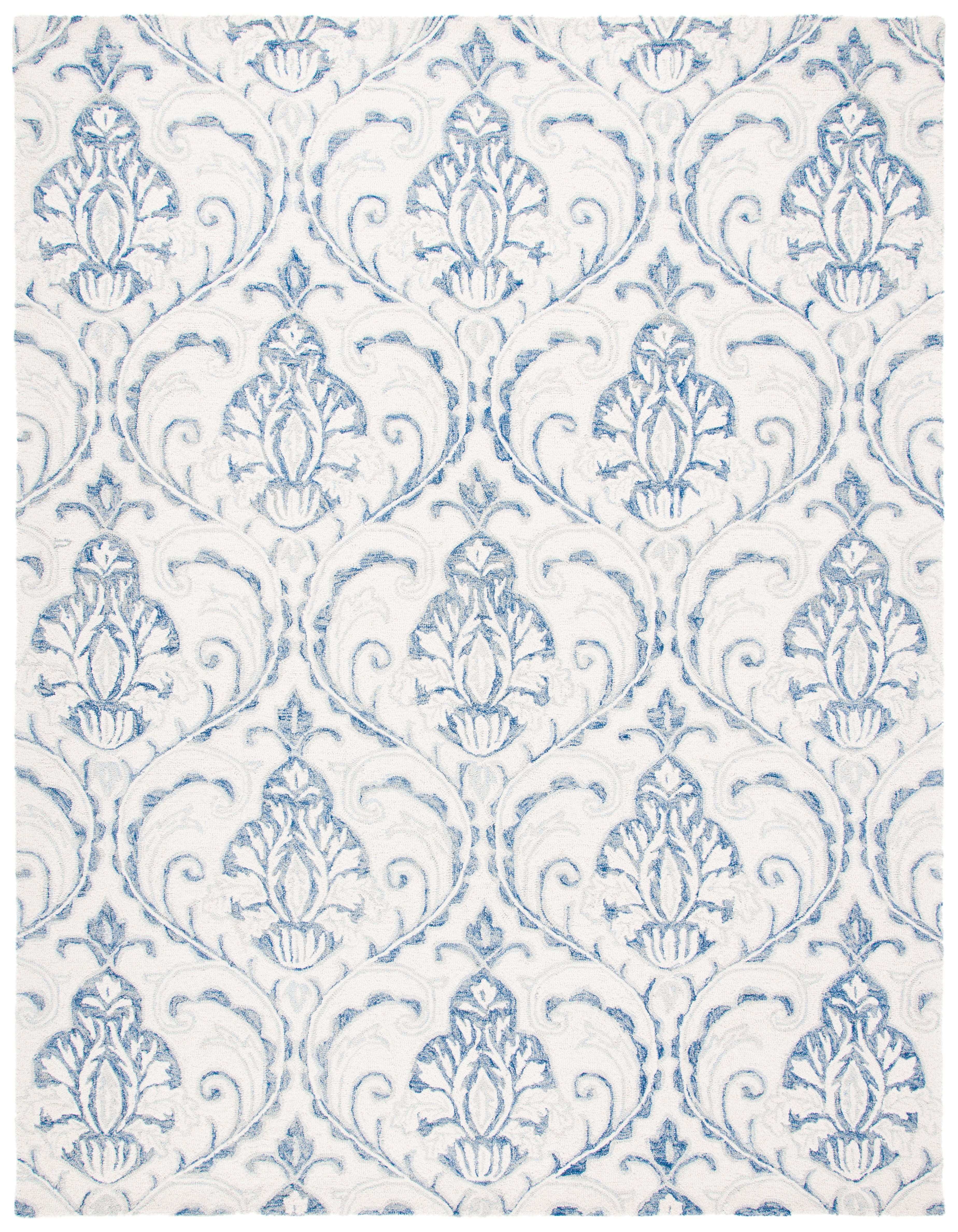 SAFAVIEH Micro-Loop Cornelius Floral Area Rug, Ivory/Blue, 10' x 14'
