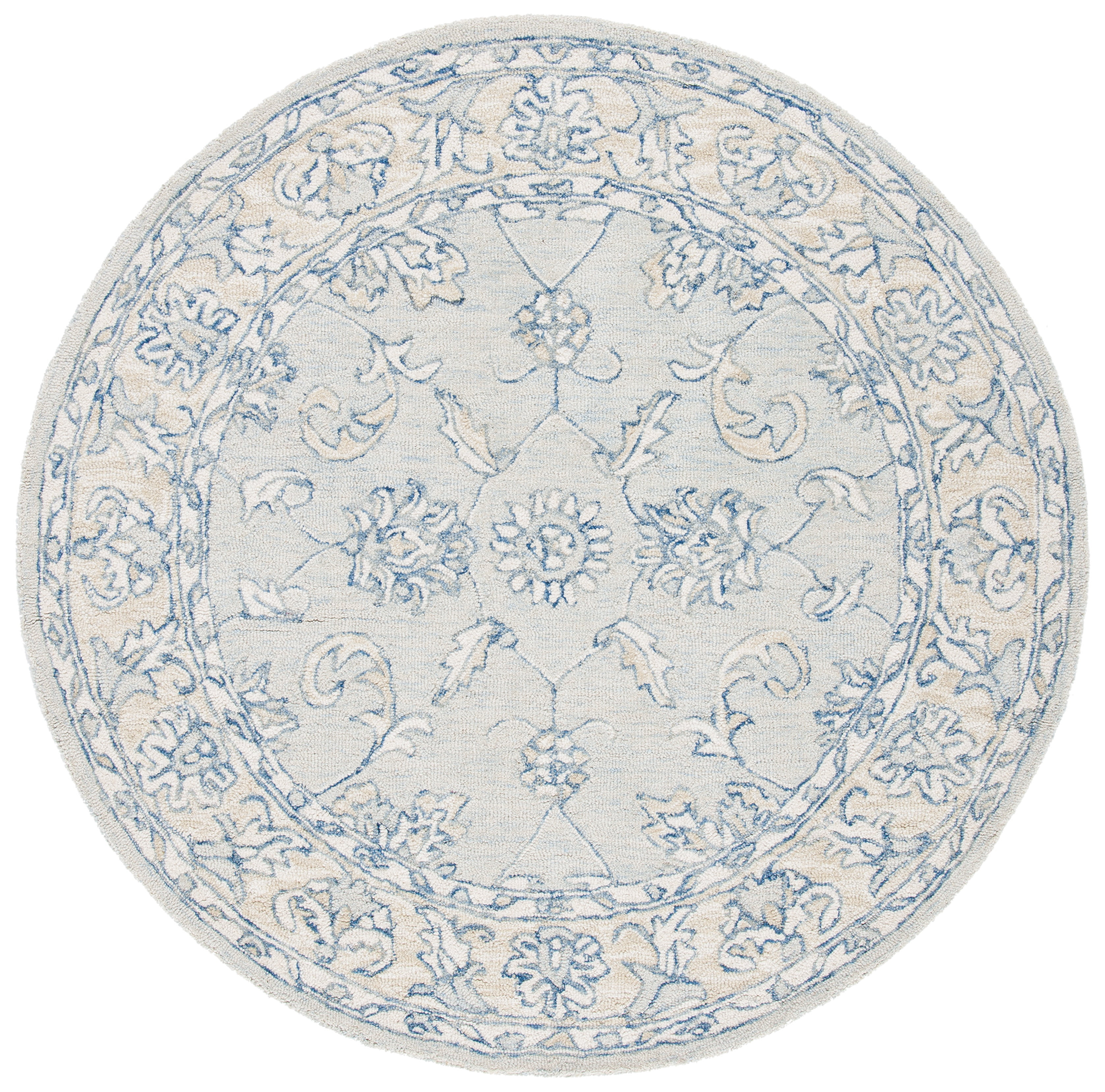 Micro-Loop MLP535 Hand Tufted Area Rug - Blue/Beige - 5' round - Safavieh.